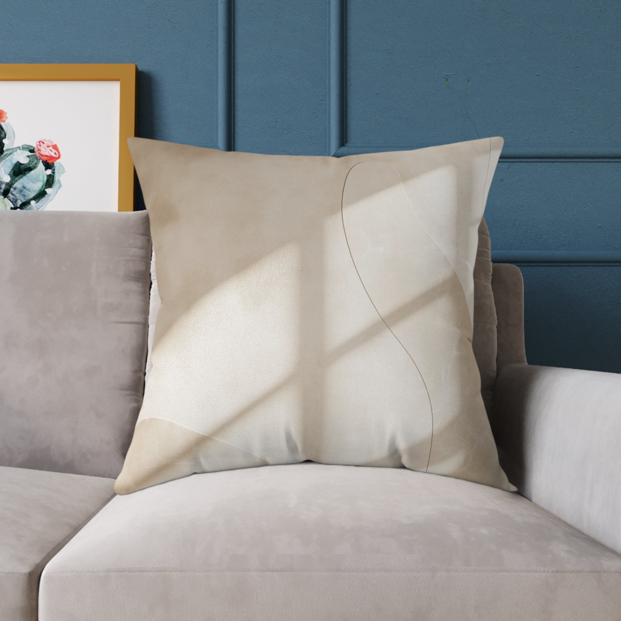 Neutral Abstract Square Poly Canvas Pillow