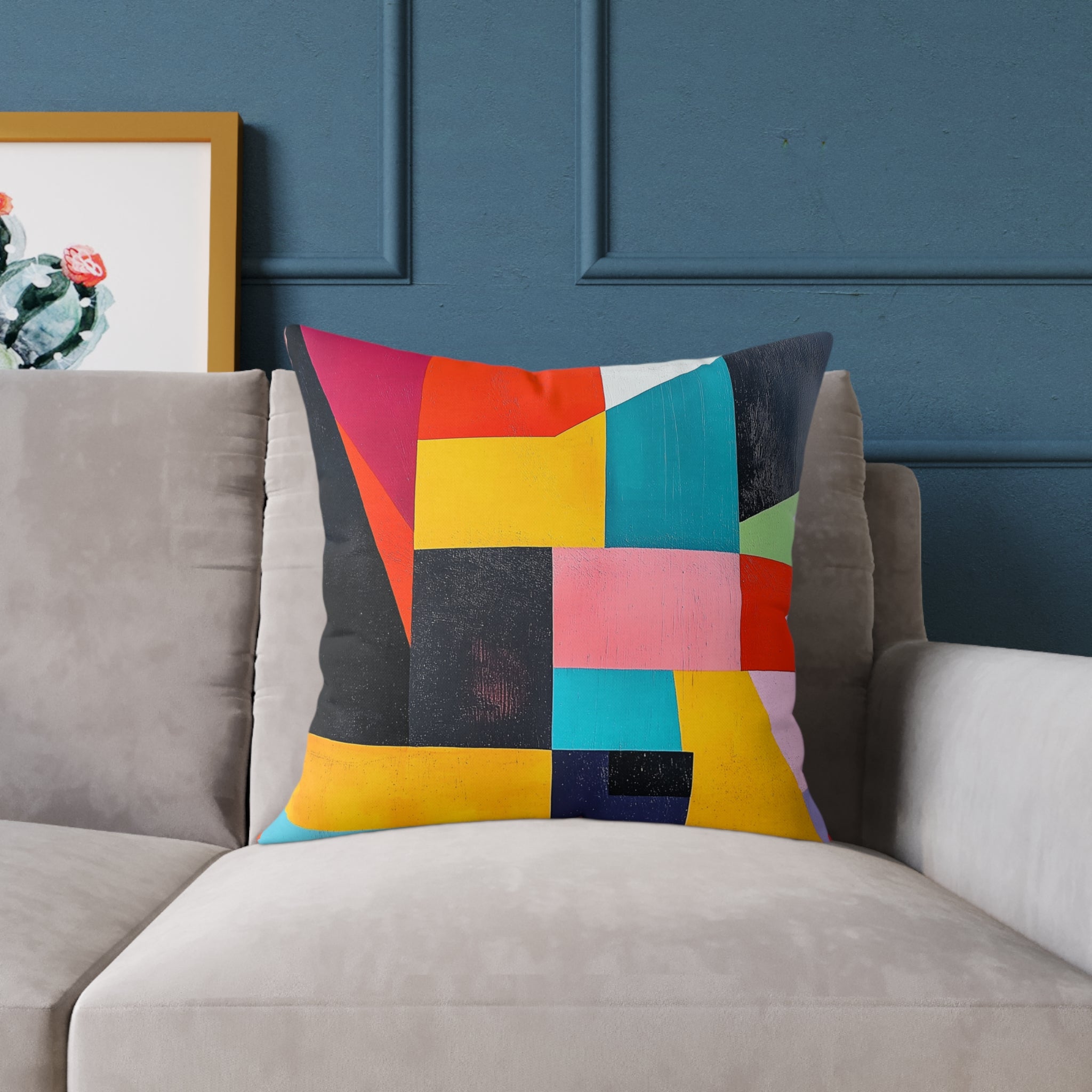 Vibrant Abstract Square Poly Canvas Pillow