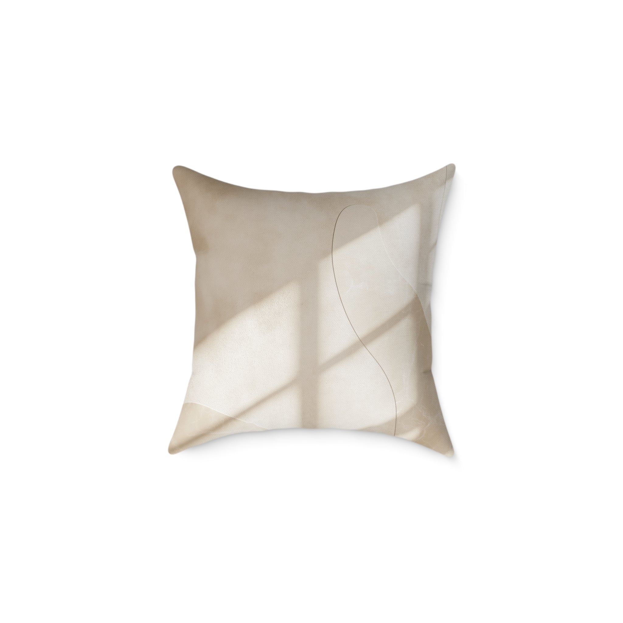 Neutral Abstract Square Poly Canvas Pillow