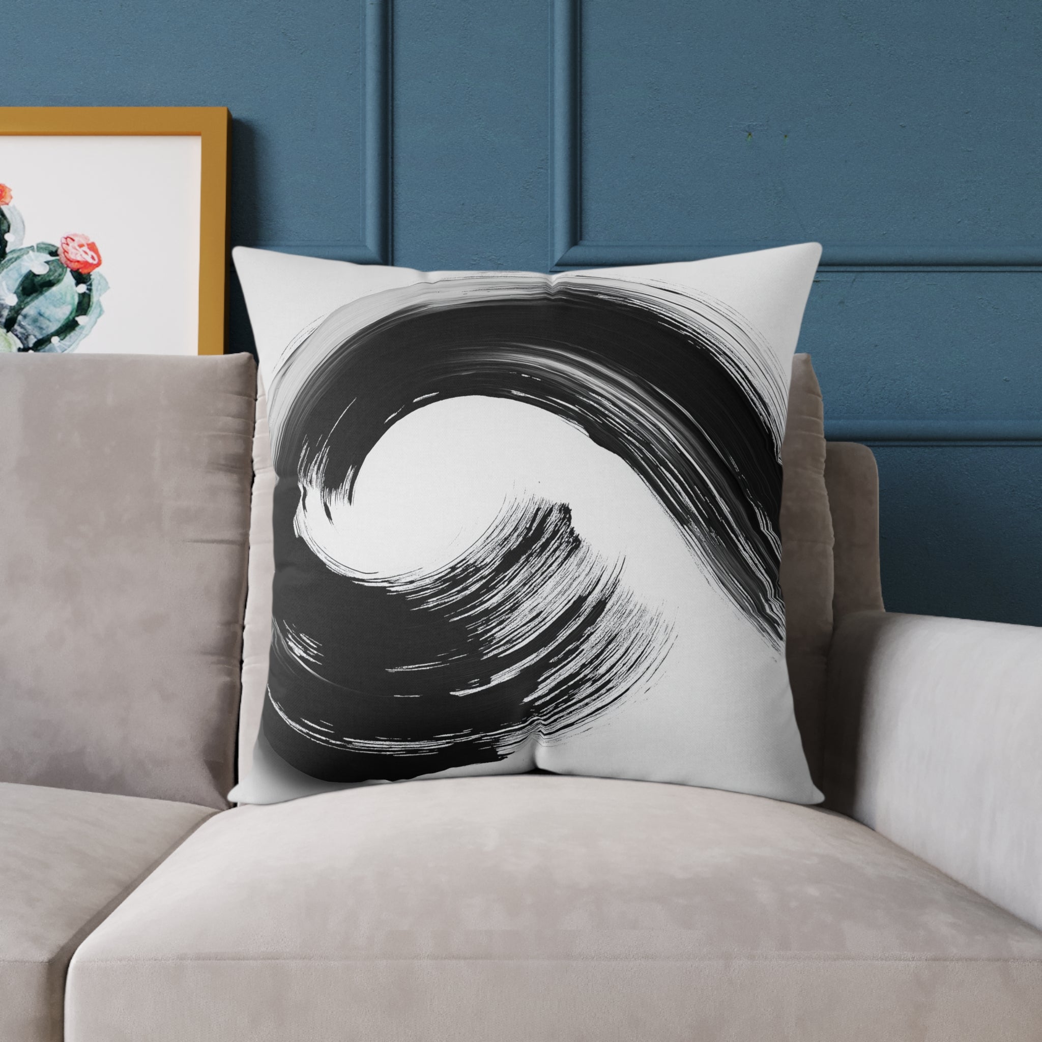Abstract Wave Poly Canvas Pillow