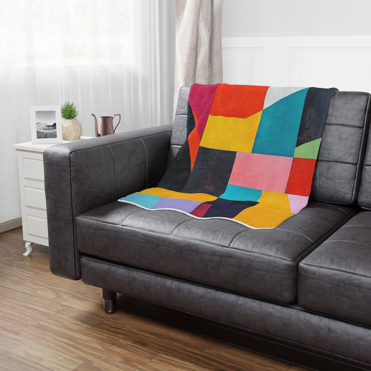 Colorful Geometric Minky Blanket