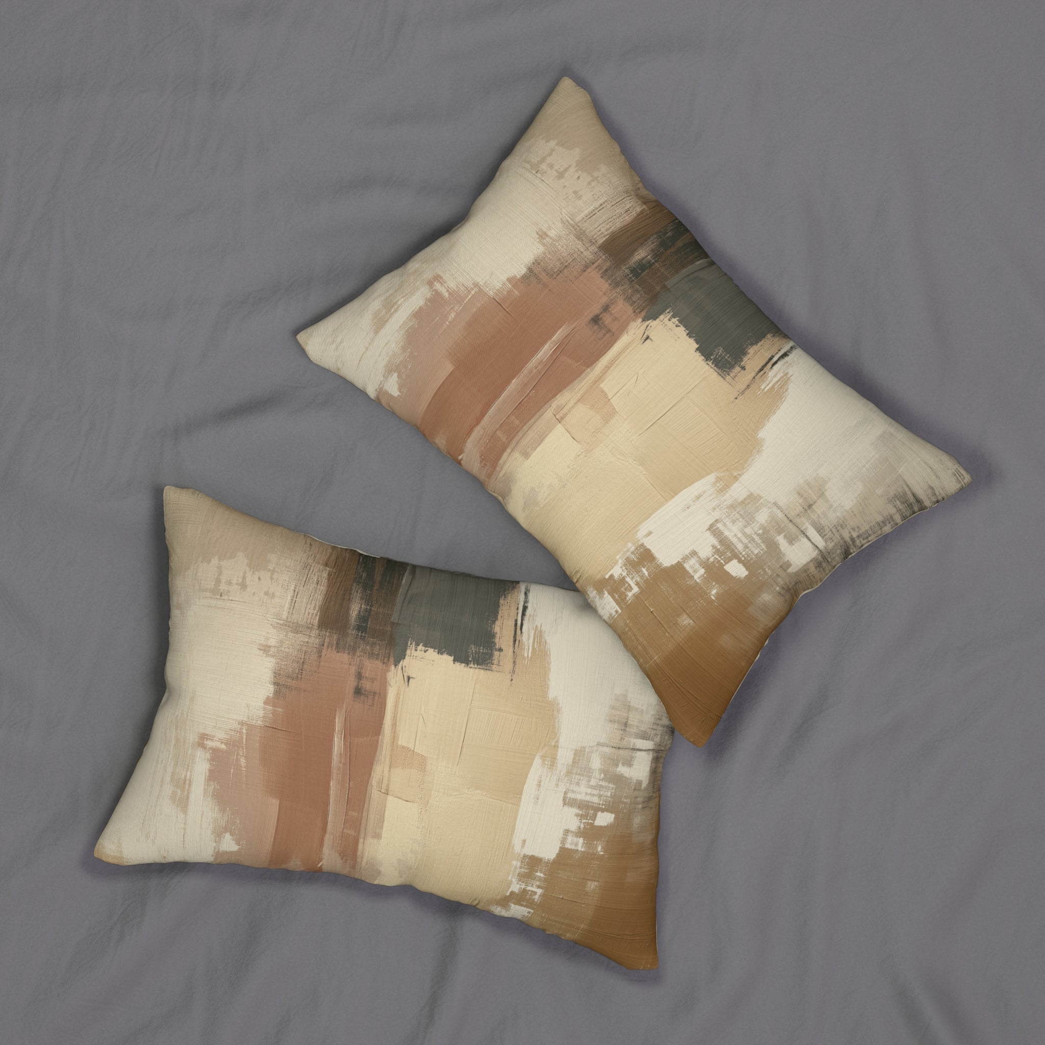 Abstract Earth Tone Lumbar Pillow