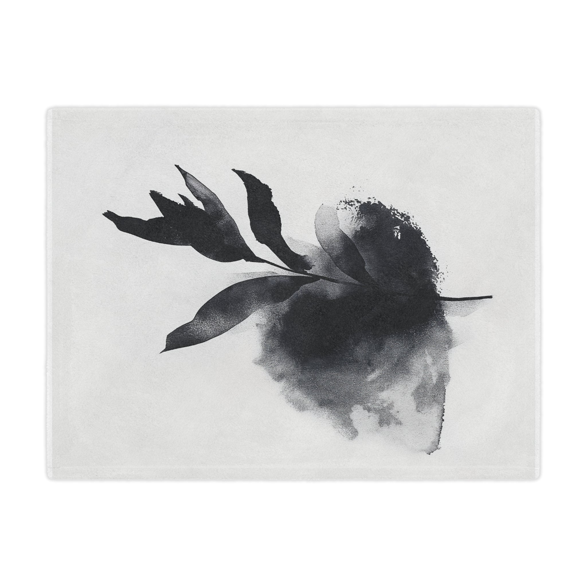 Elegant Black Leaf Minky Blanket