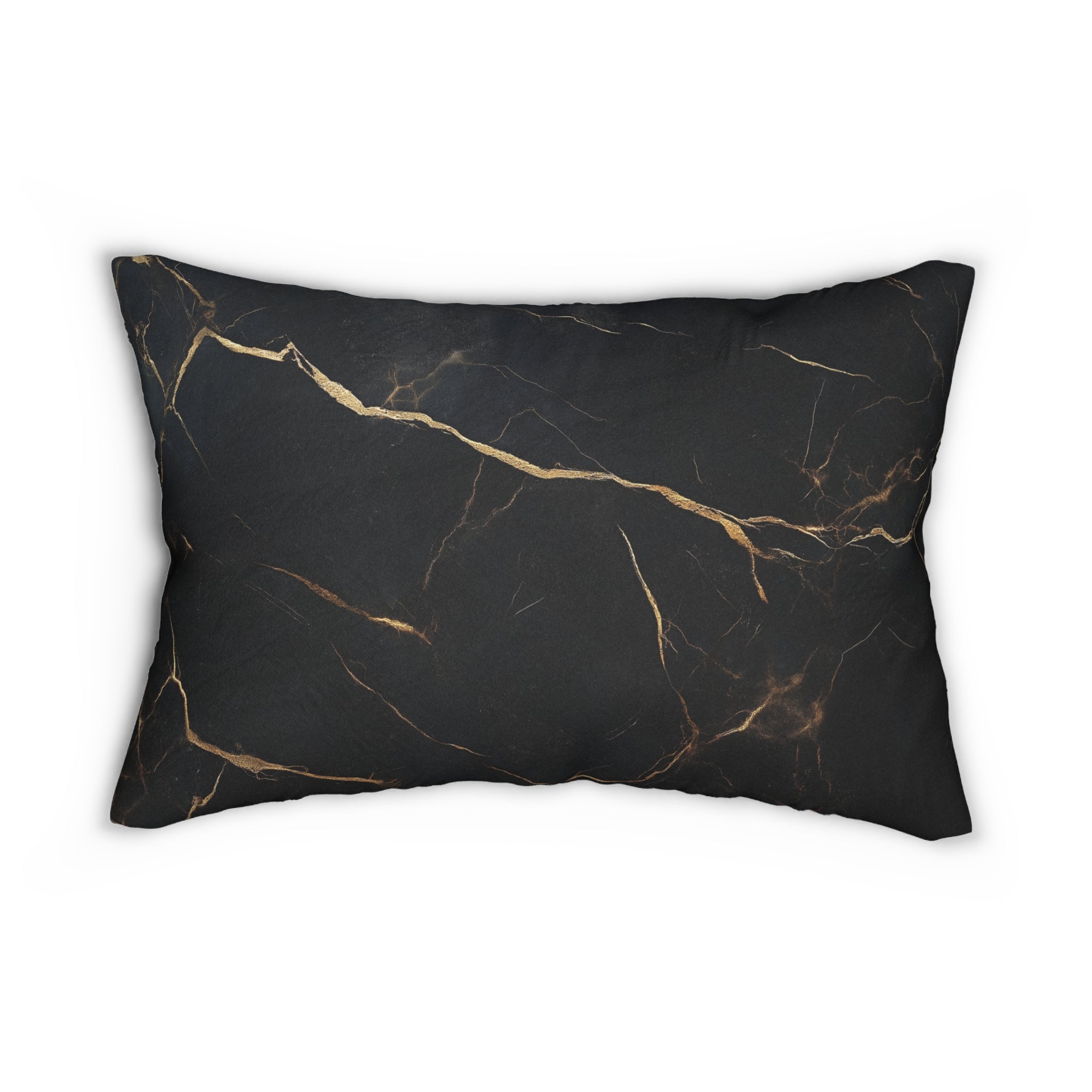 Elegant Black Marble Lumbar Pillow