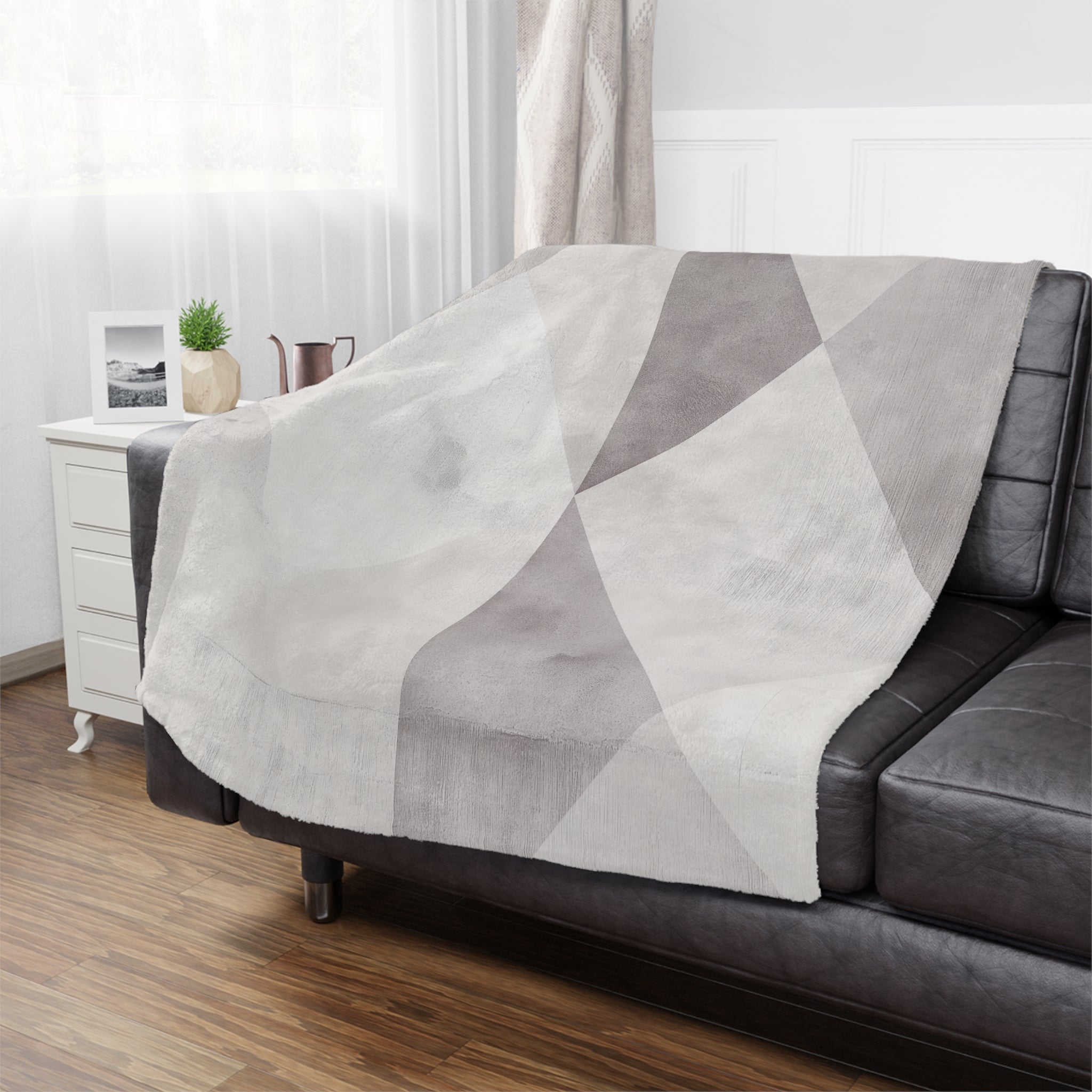 Geometric Grey Minky Blanket