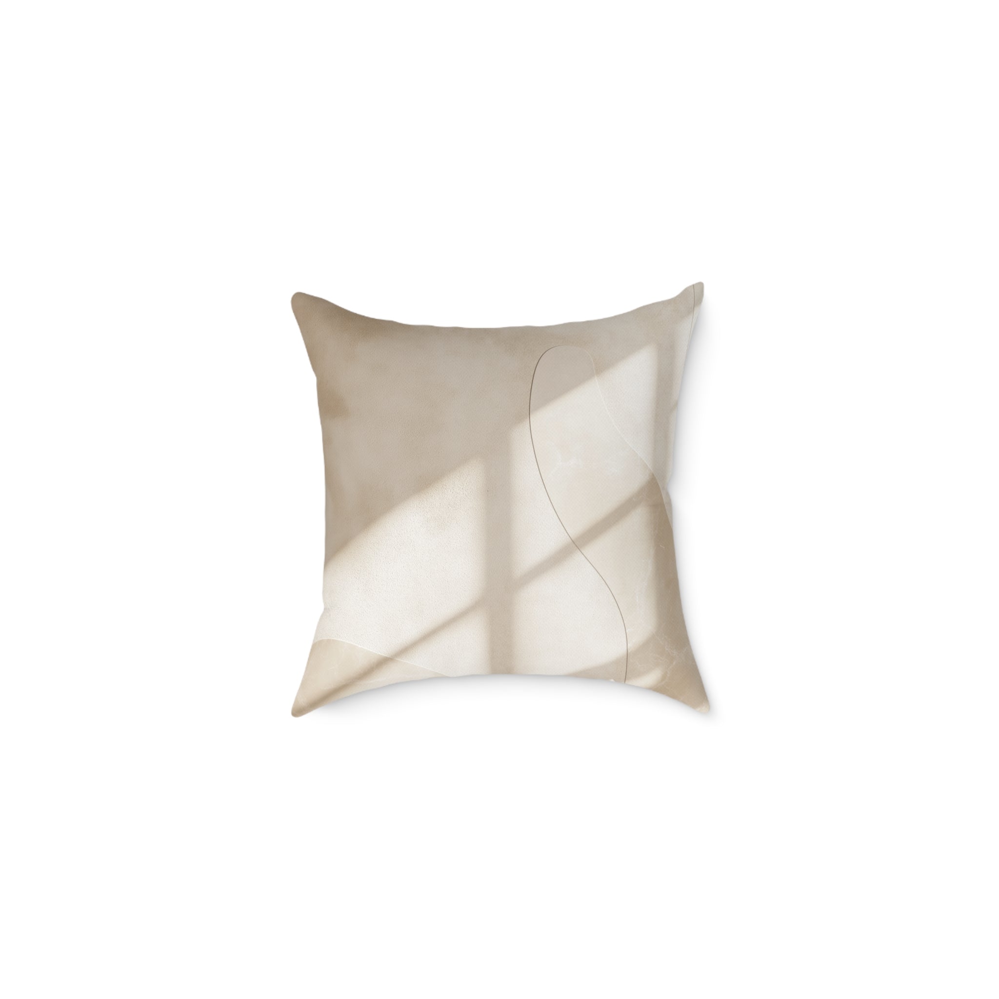 Neutral Abstract Square Poly Canvas Pillow