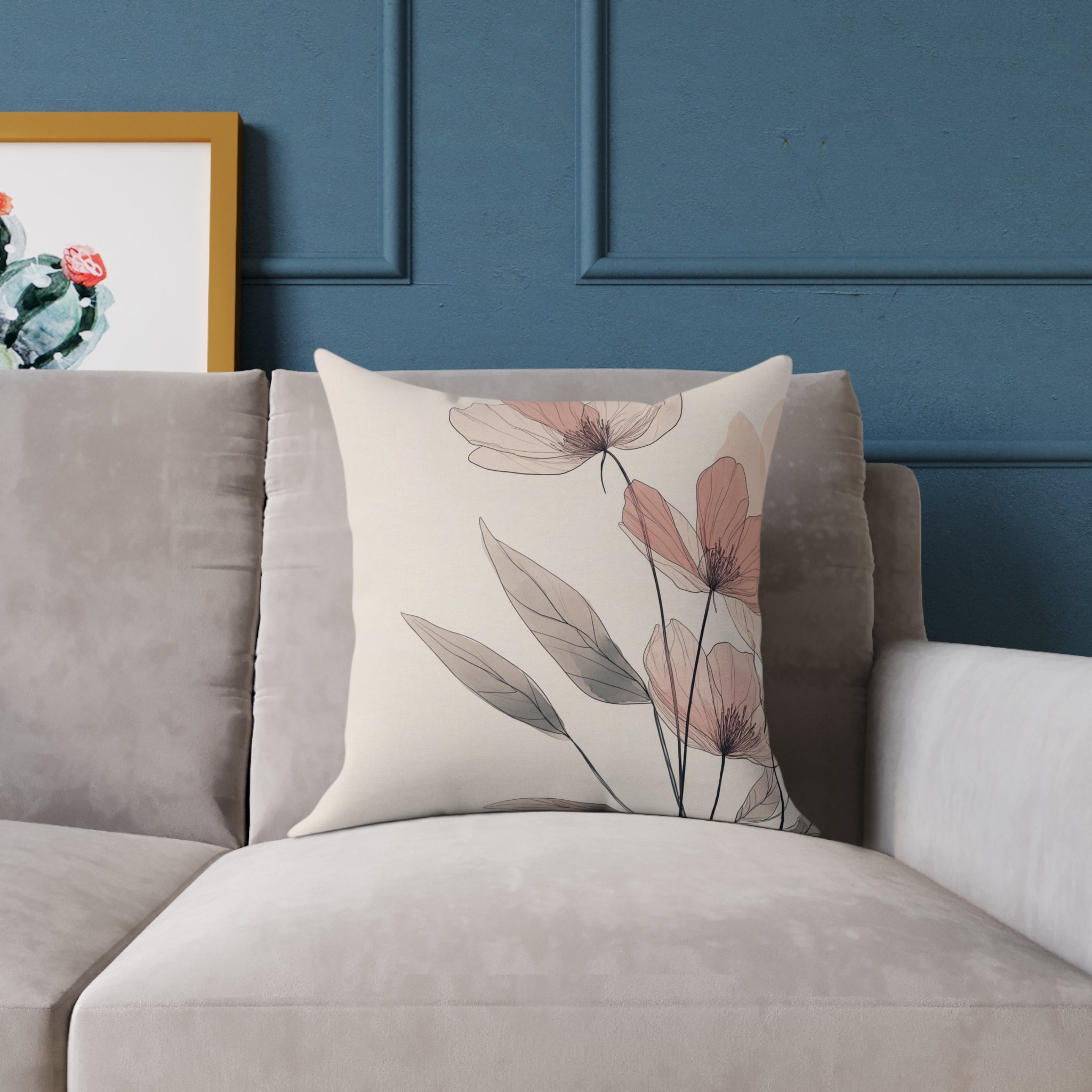 Elegant Floral Square Poly Canvas Pillow