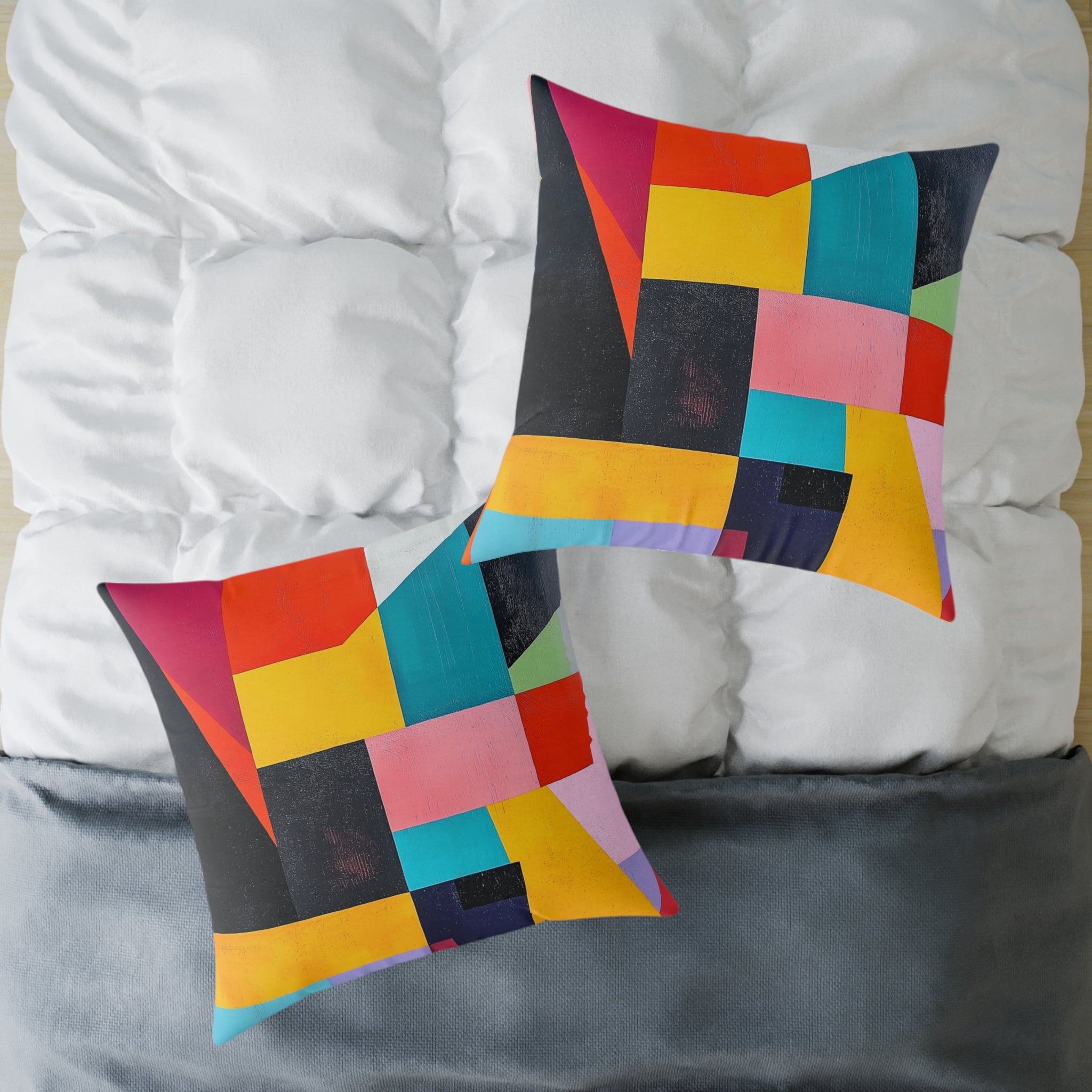 Vibrant Abstract Square Poly Canvas Pillow