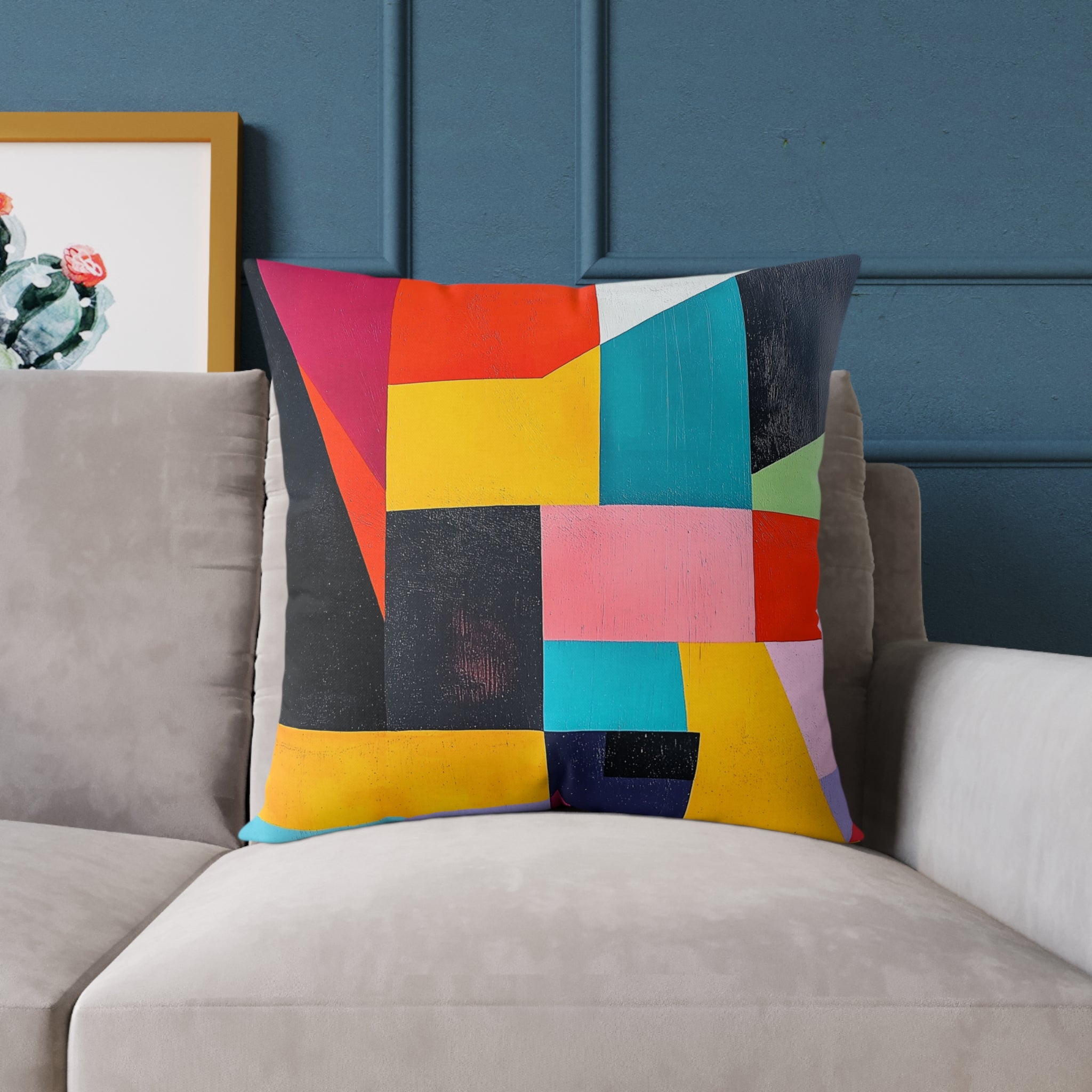 Vibrant Abstract Square Poly Canvas Pillow