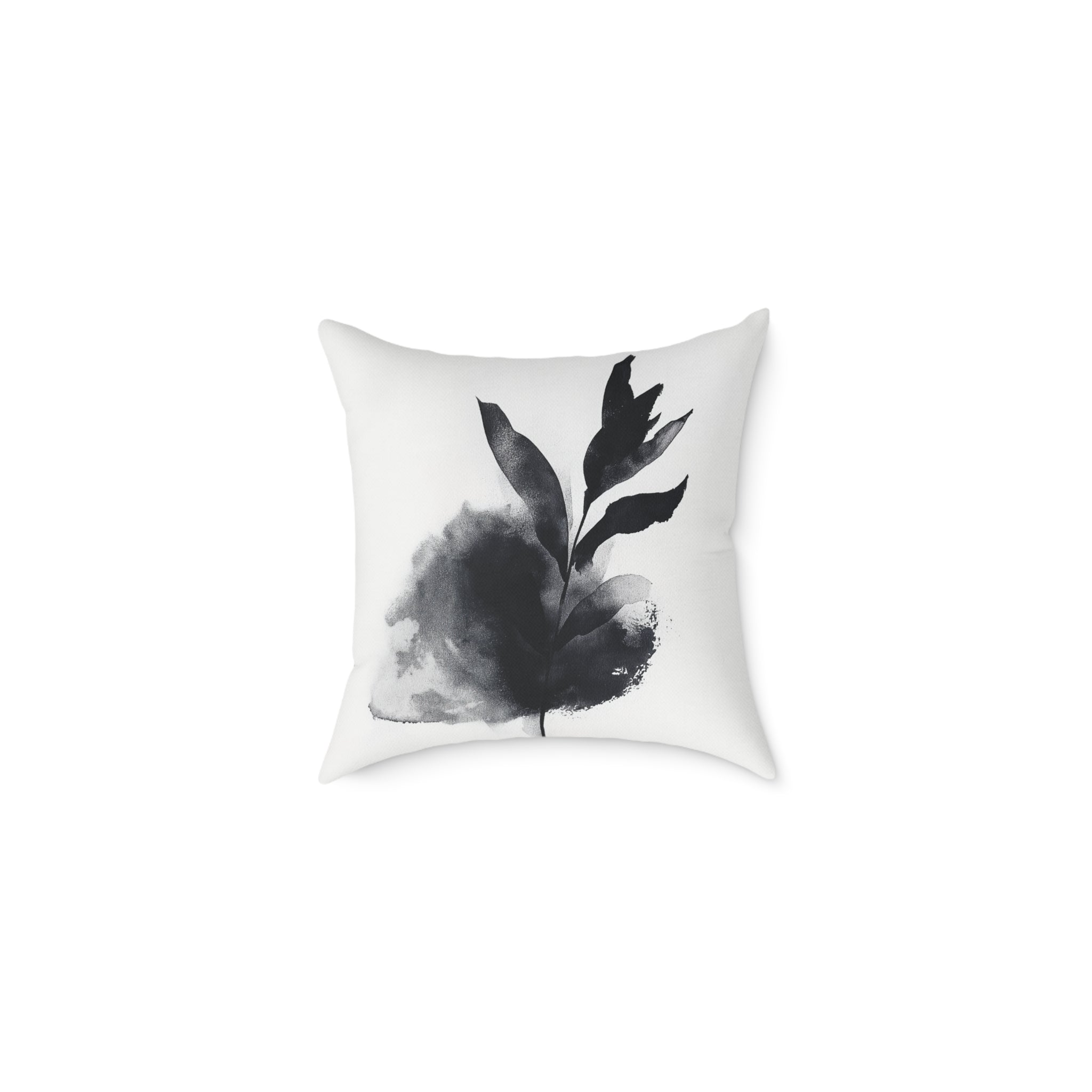 Elegant Black Leaf Print Pillow