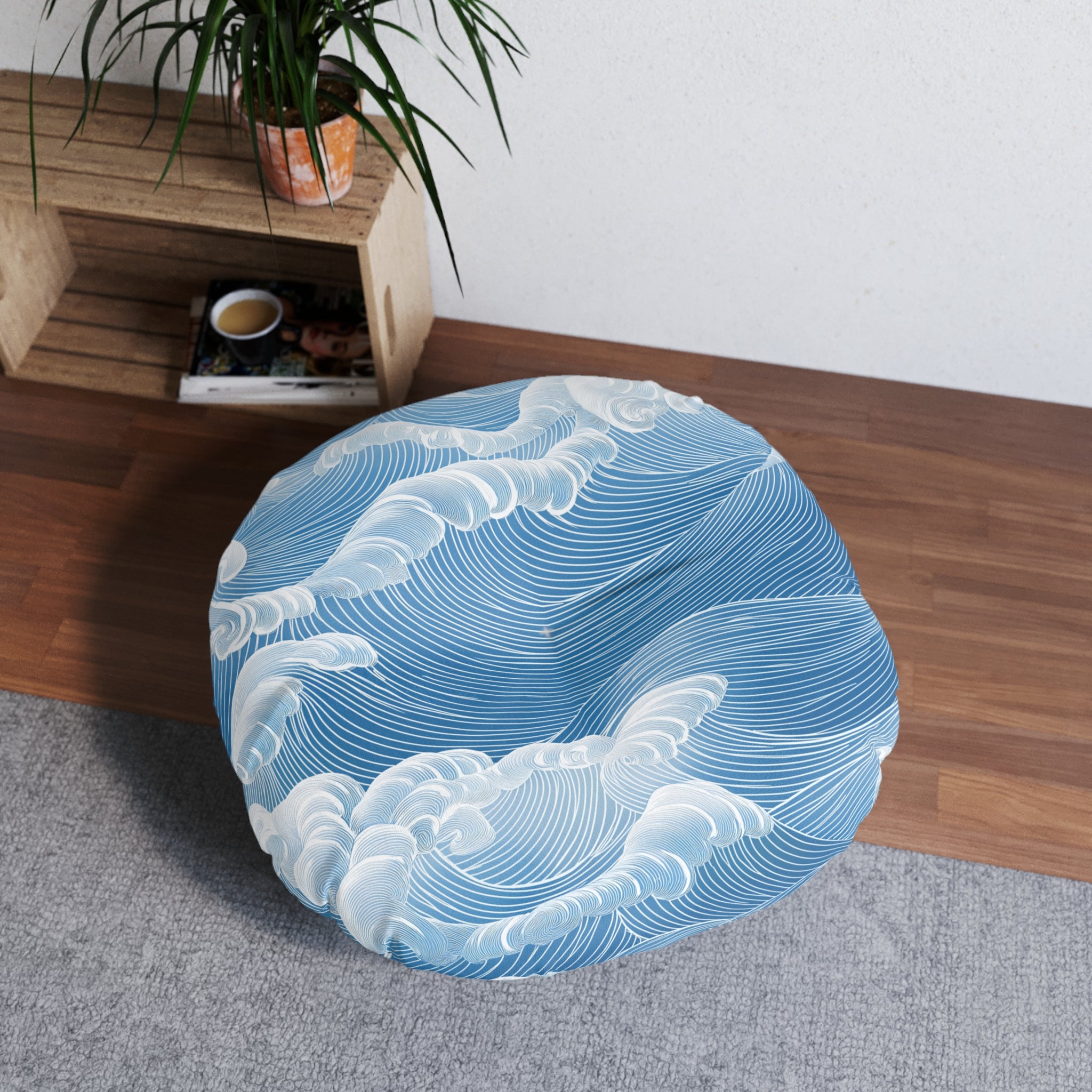 Ocean Wave Tufted Floor Pillow