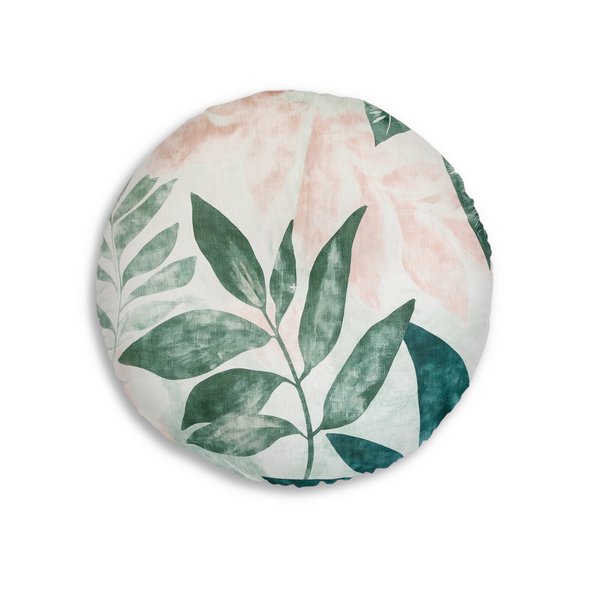 Tropical Leaf Tufted Floor Pillow