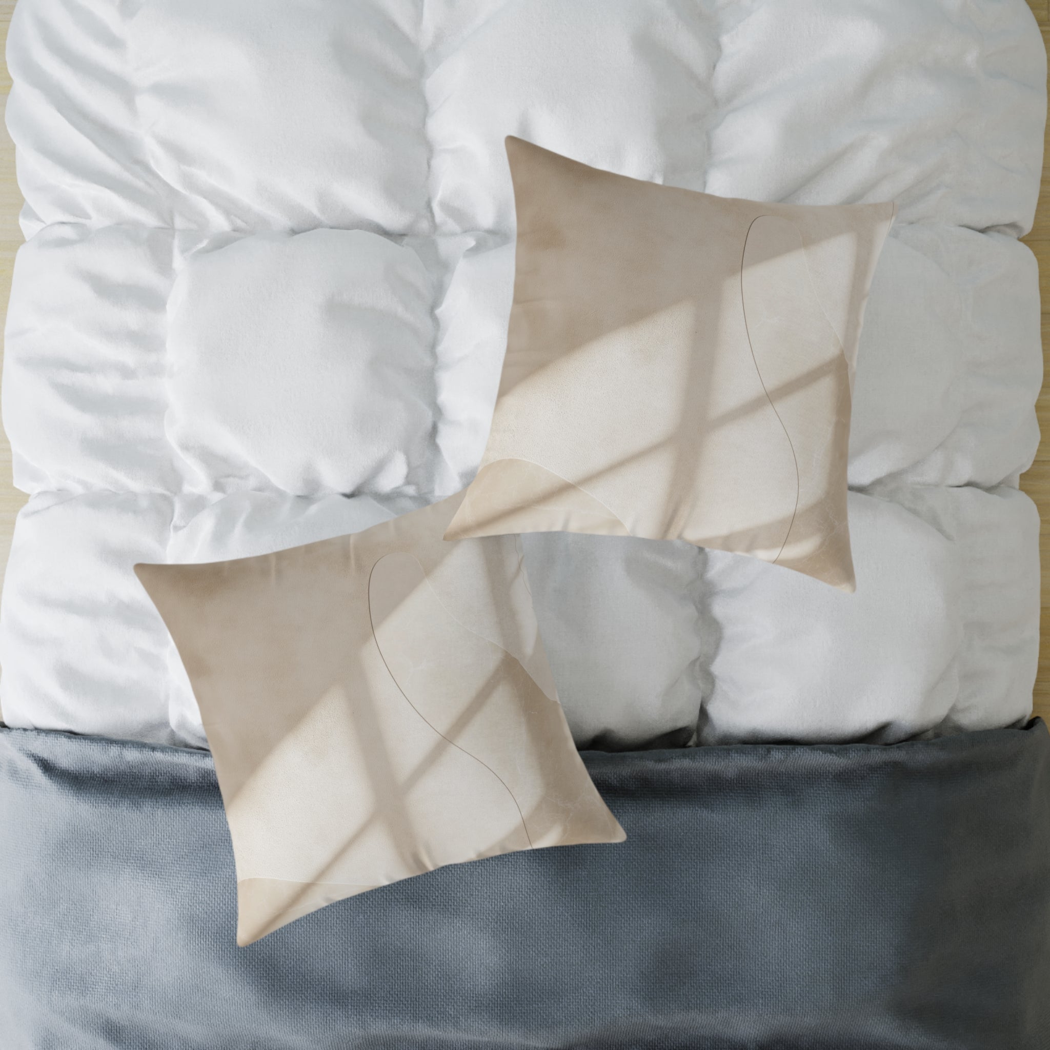 Neutral Abstract Square Poly Canvas Pillow