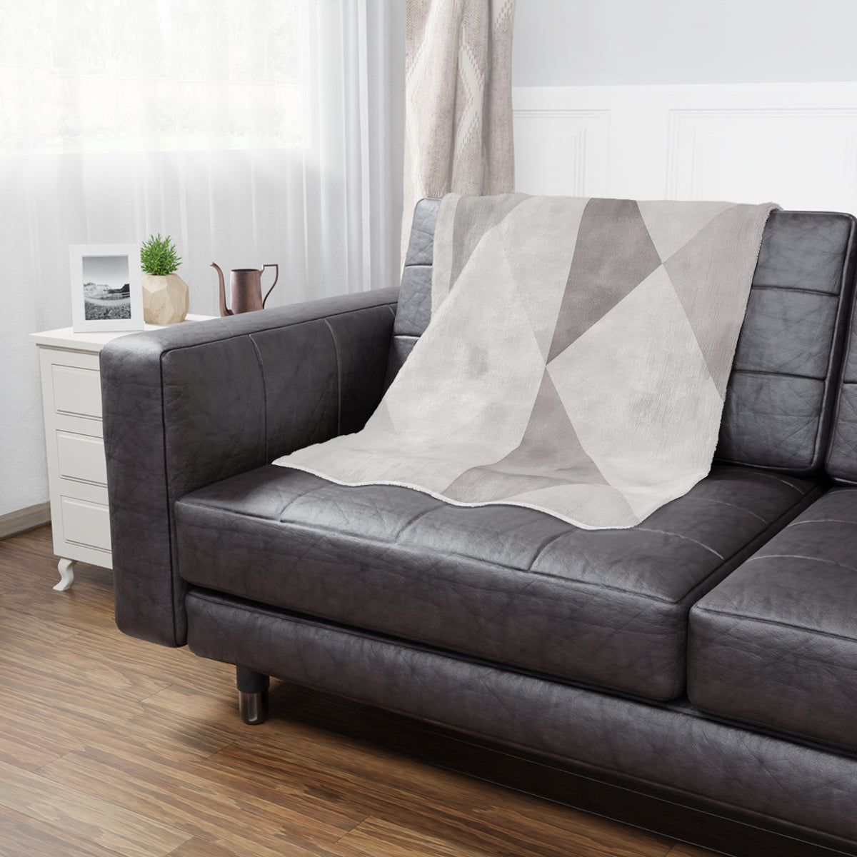 Geometric Grey Minky Blanket