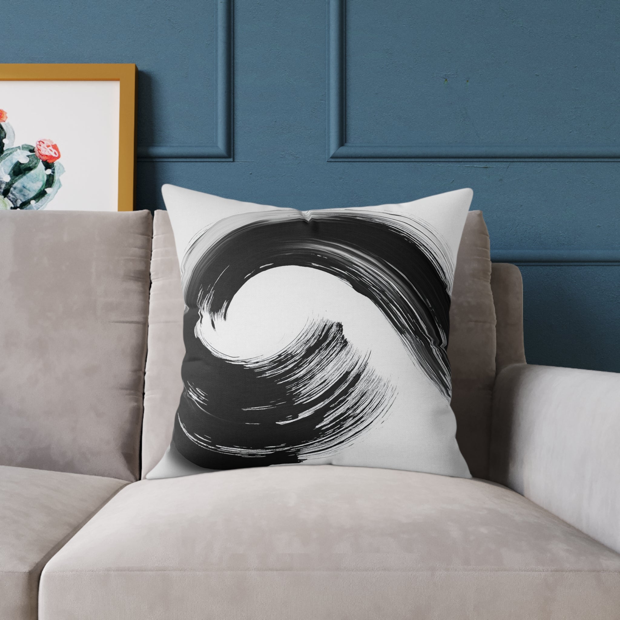 Abstract Wave Poly Canvas Pillow