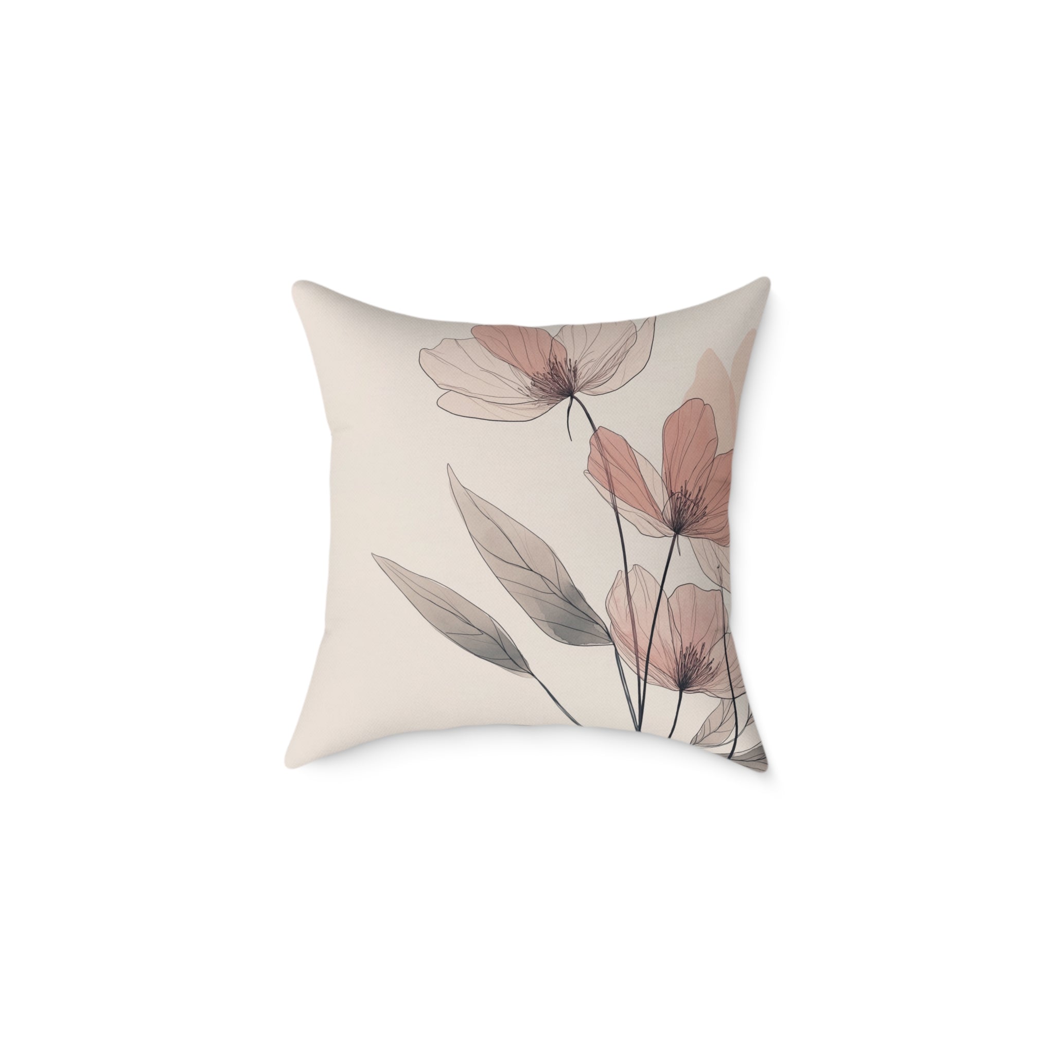 Elegant Floral Square Poly Canvas Pillow