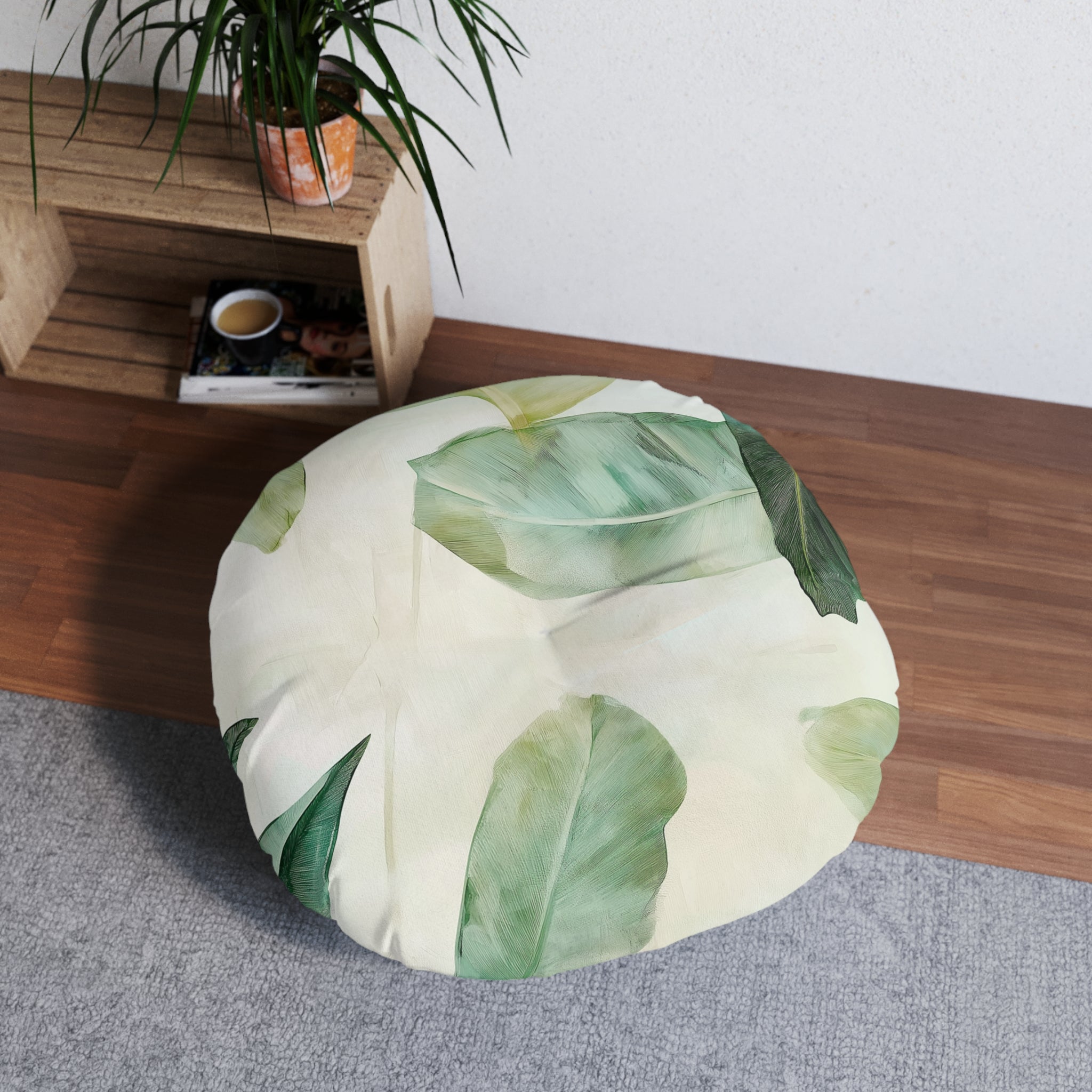 Botanical Round Tufted Floor Pillow