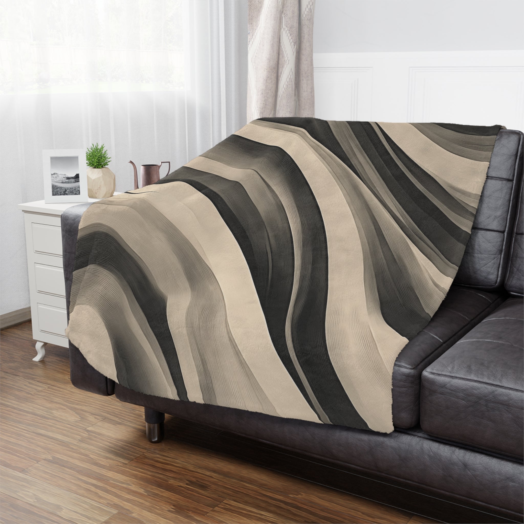 Cozy Neutral Waves Minky Blanket