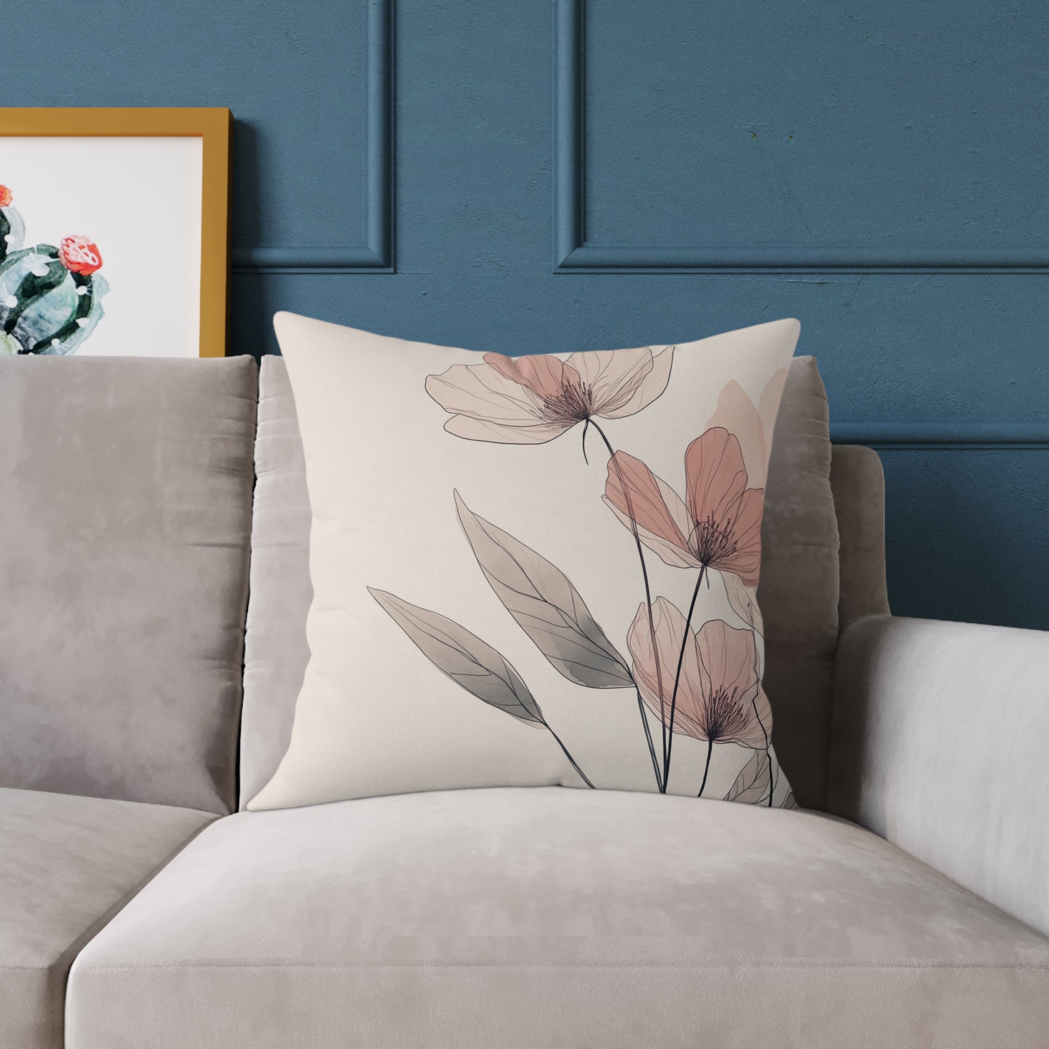 Elegant Floral Square Poly Canvas Pillow