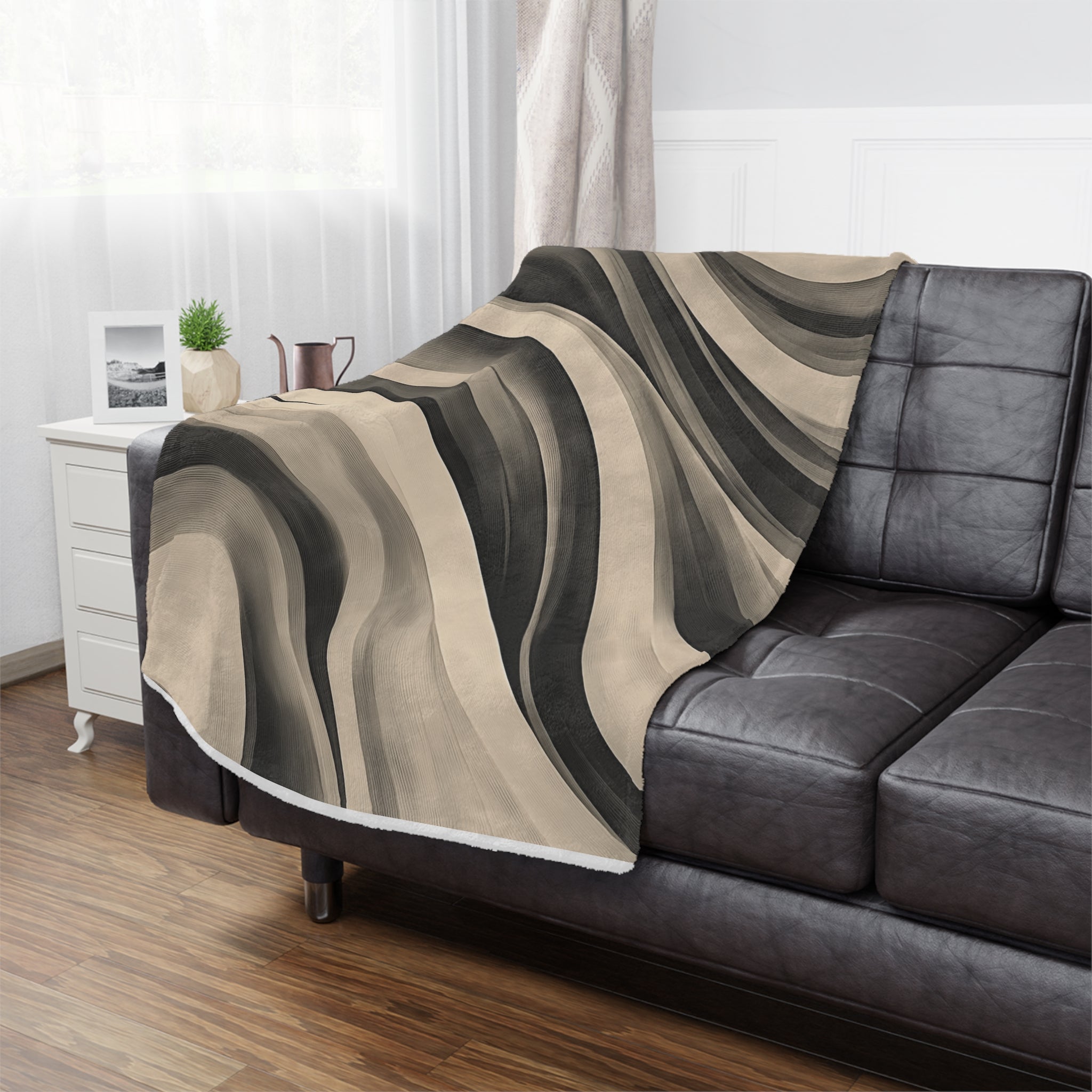Cozy Neutral Waves Minky Blanket