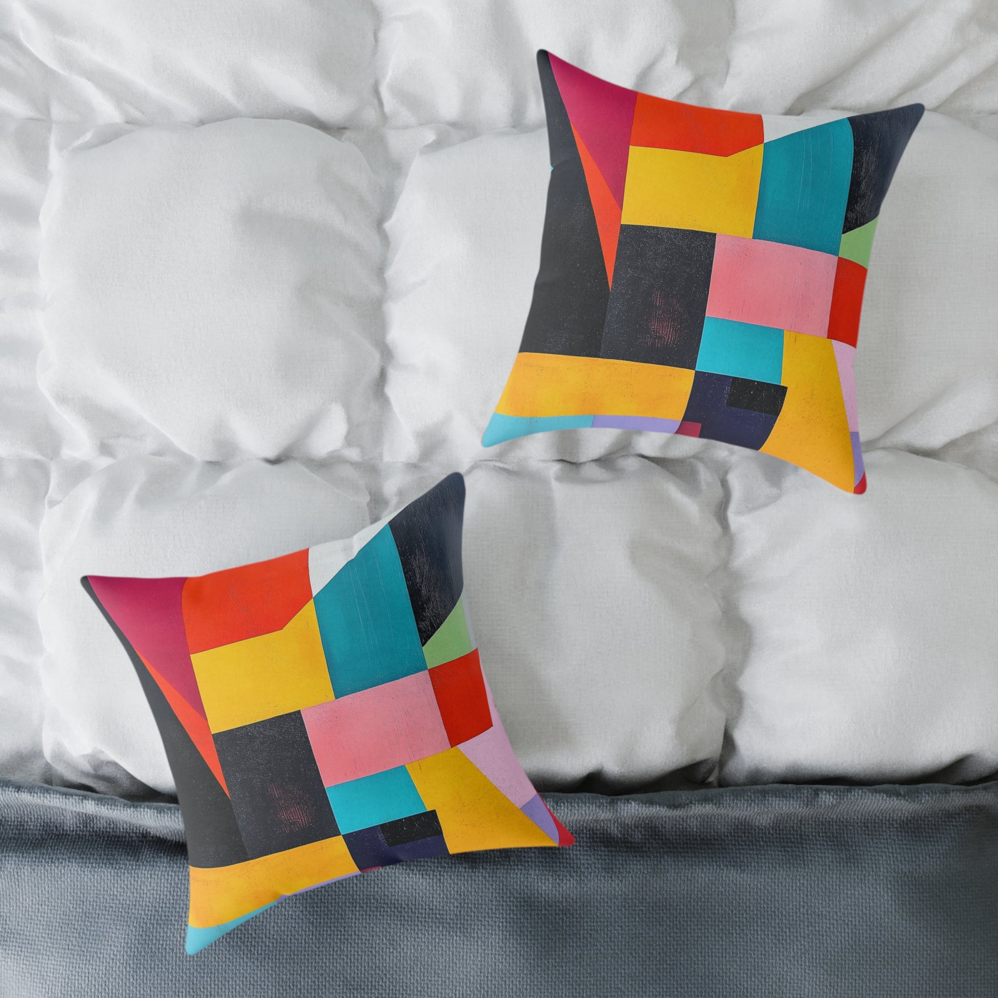 Vibrant Abstract Square Poly Canvas Pillow