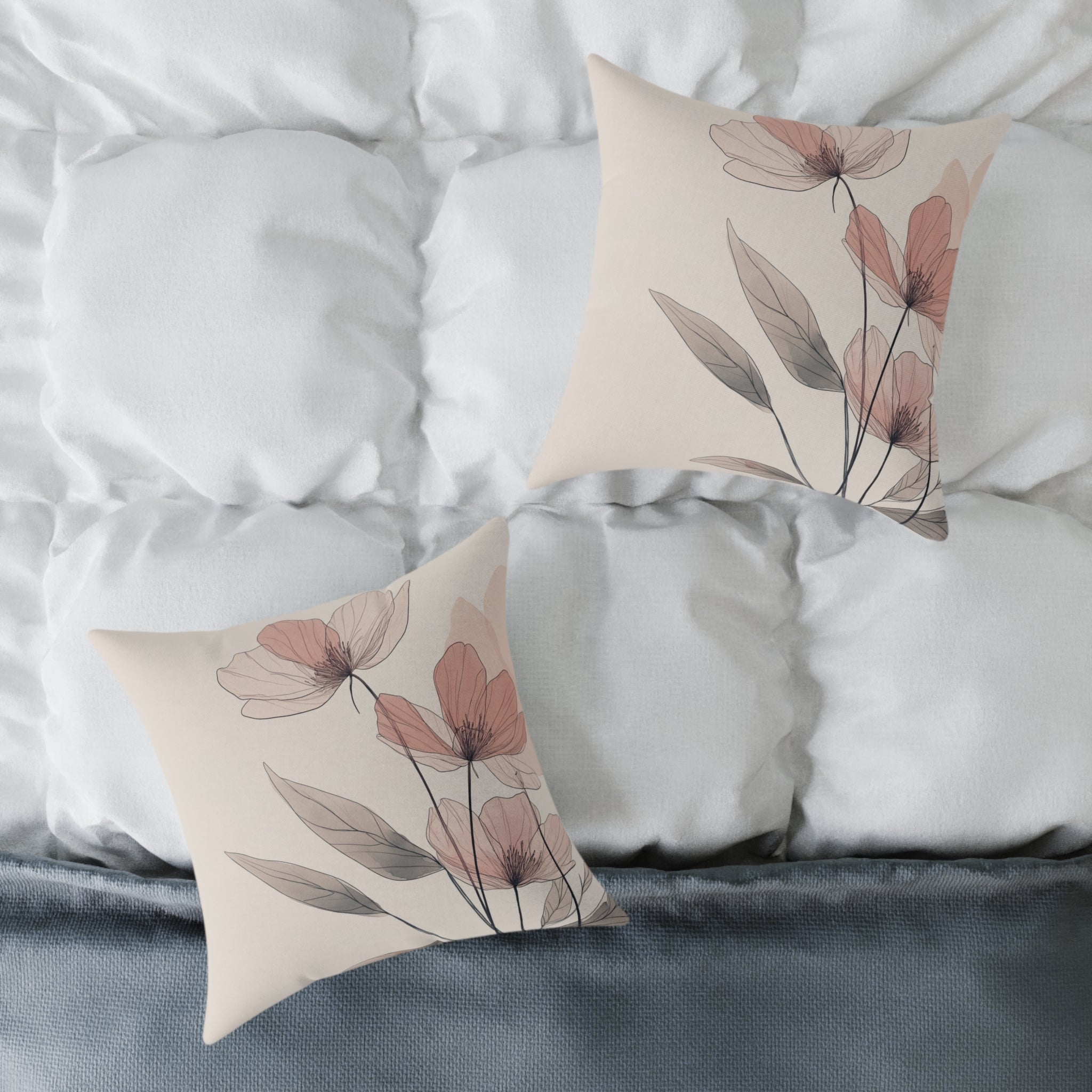 Elegant Floral Square Poly Canvas Pillow