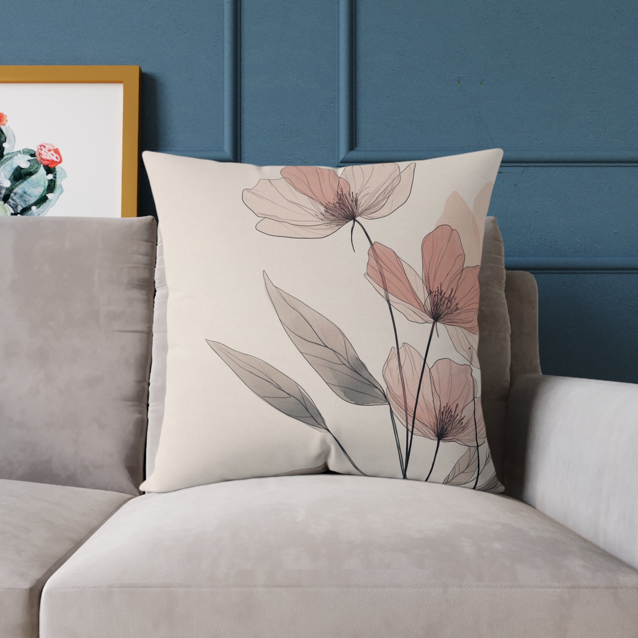 Elegant Floral Square Poly Canvas Pillow