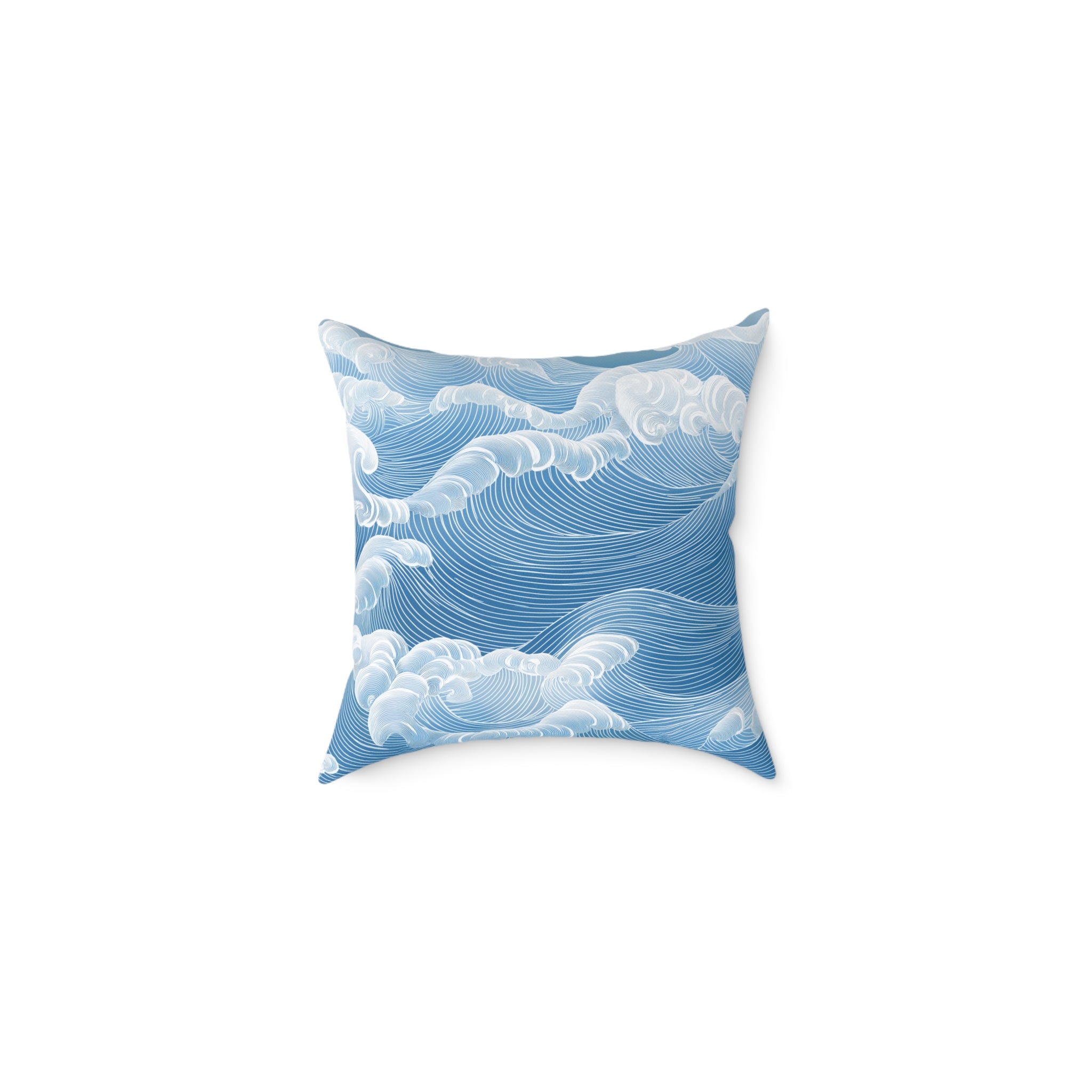 Sky Blue Wave Pattern Poly Canvas Pillow
