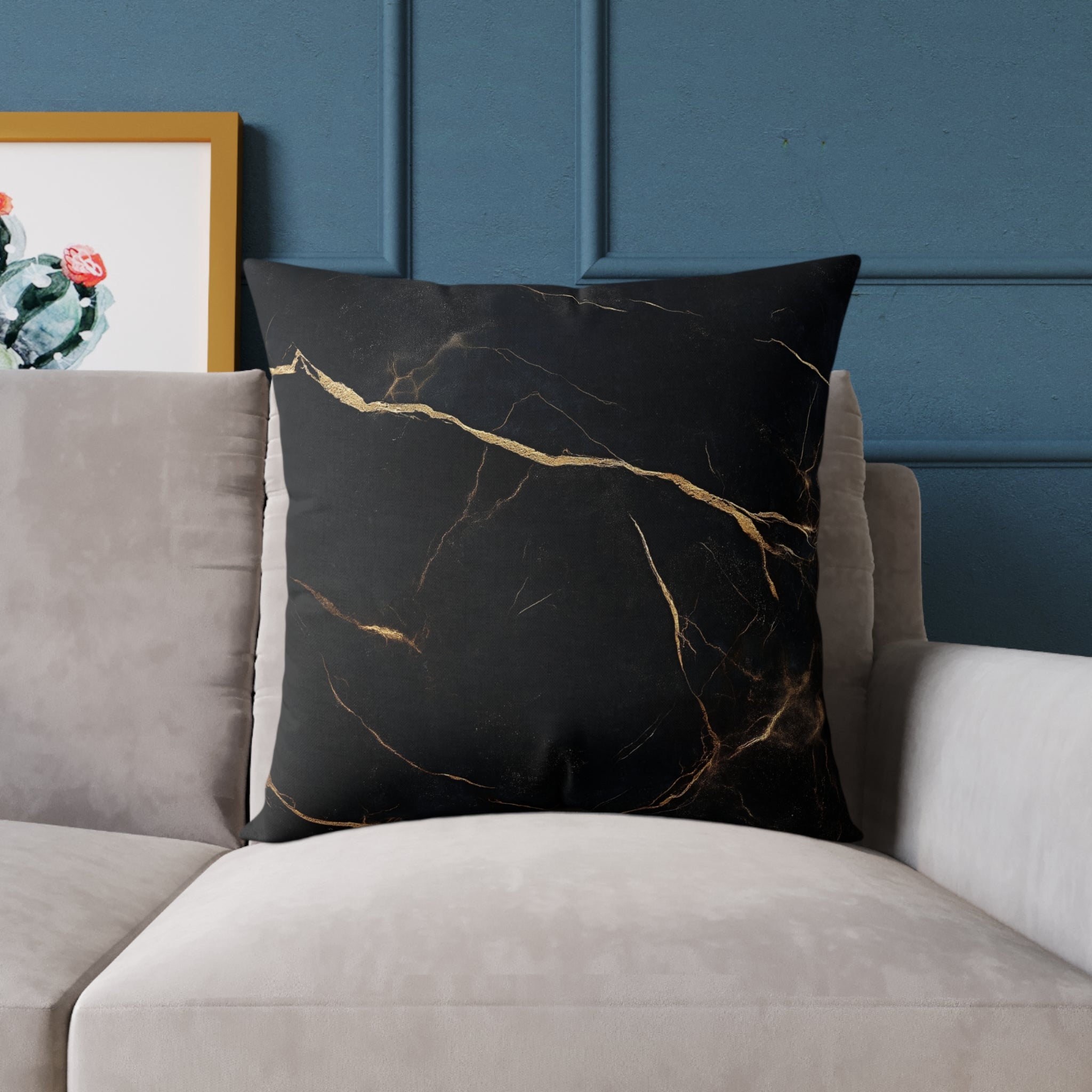 Elegant Black Marble Pillow