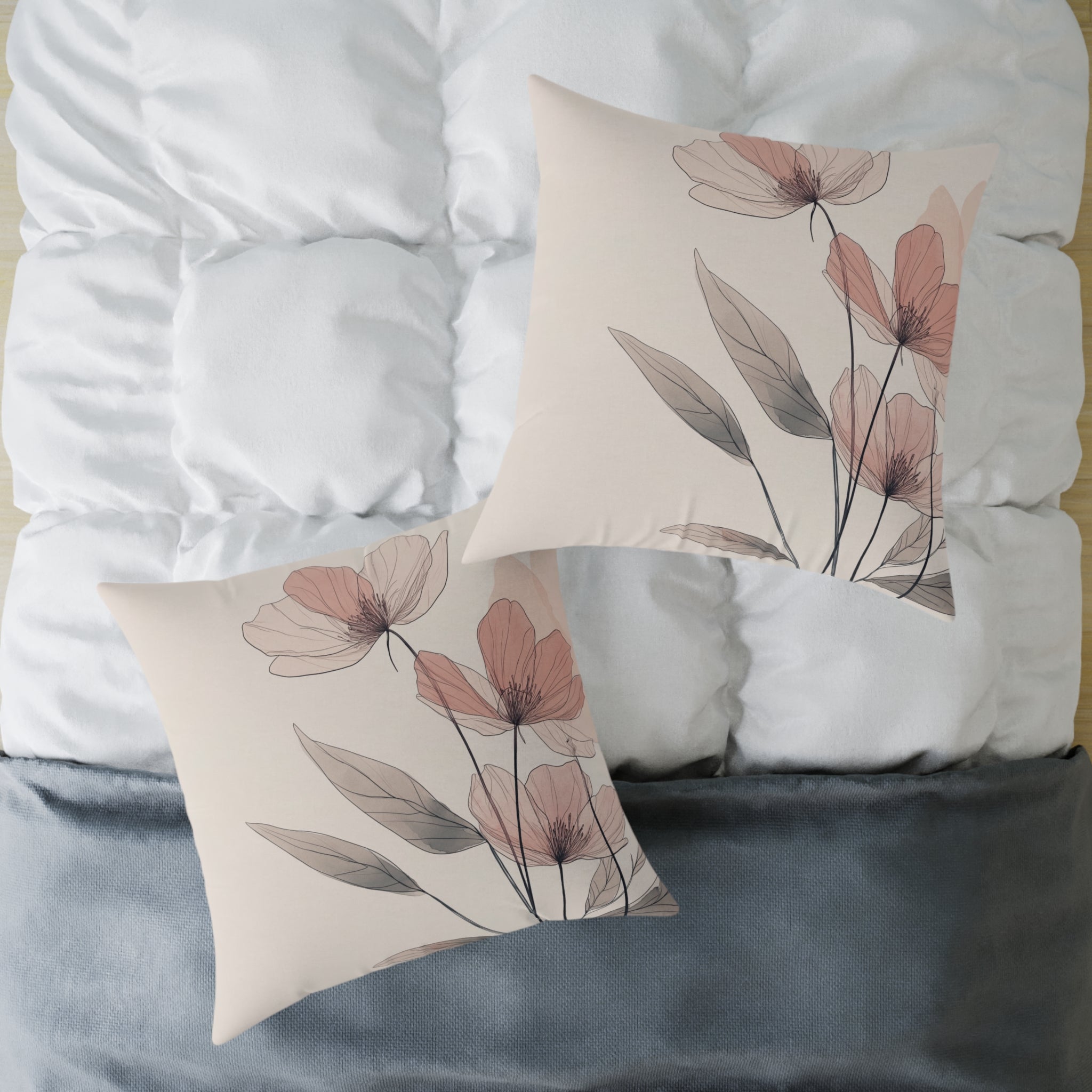 Elegant Floral Square Poly Canvas Pillow