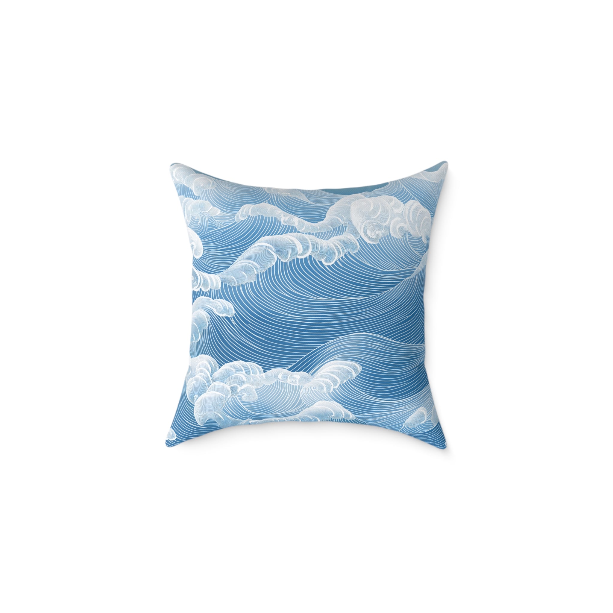 Sky Blue Wave Pattern Poly Canvas Pillow