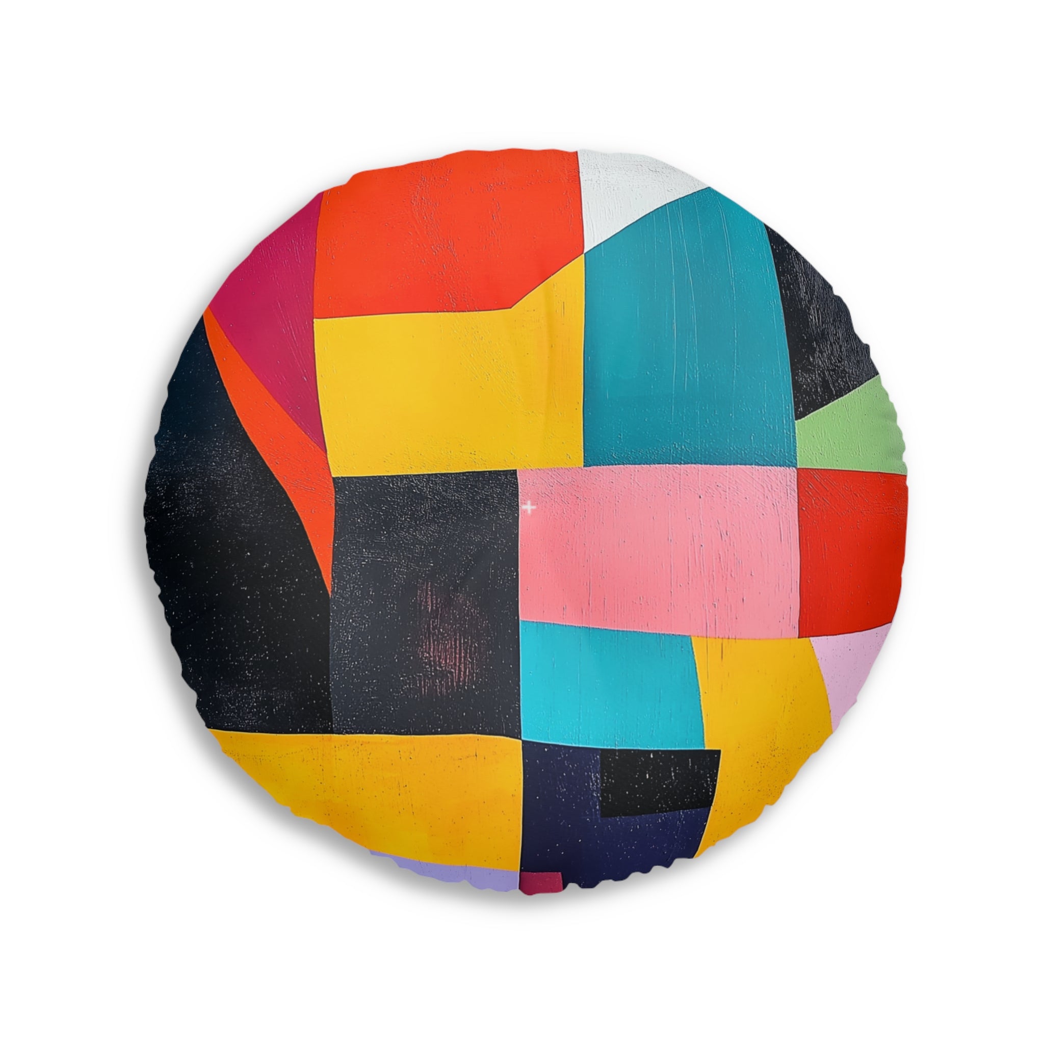 Colorful Abstract Round Tufted Floor Pillow