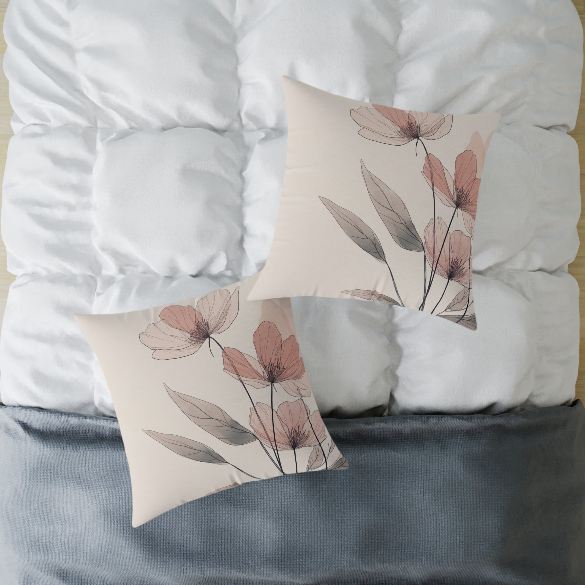 Elegant Floral Square Poly Canvas Pillow