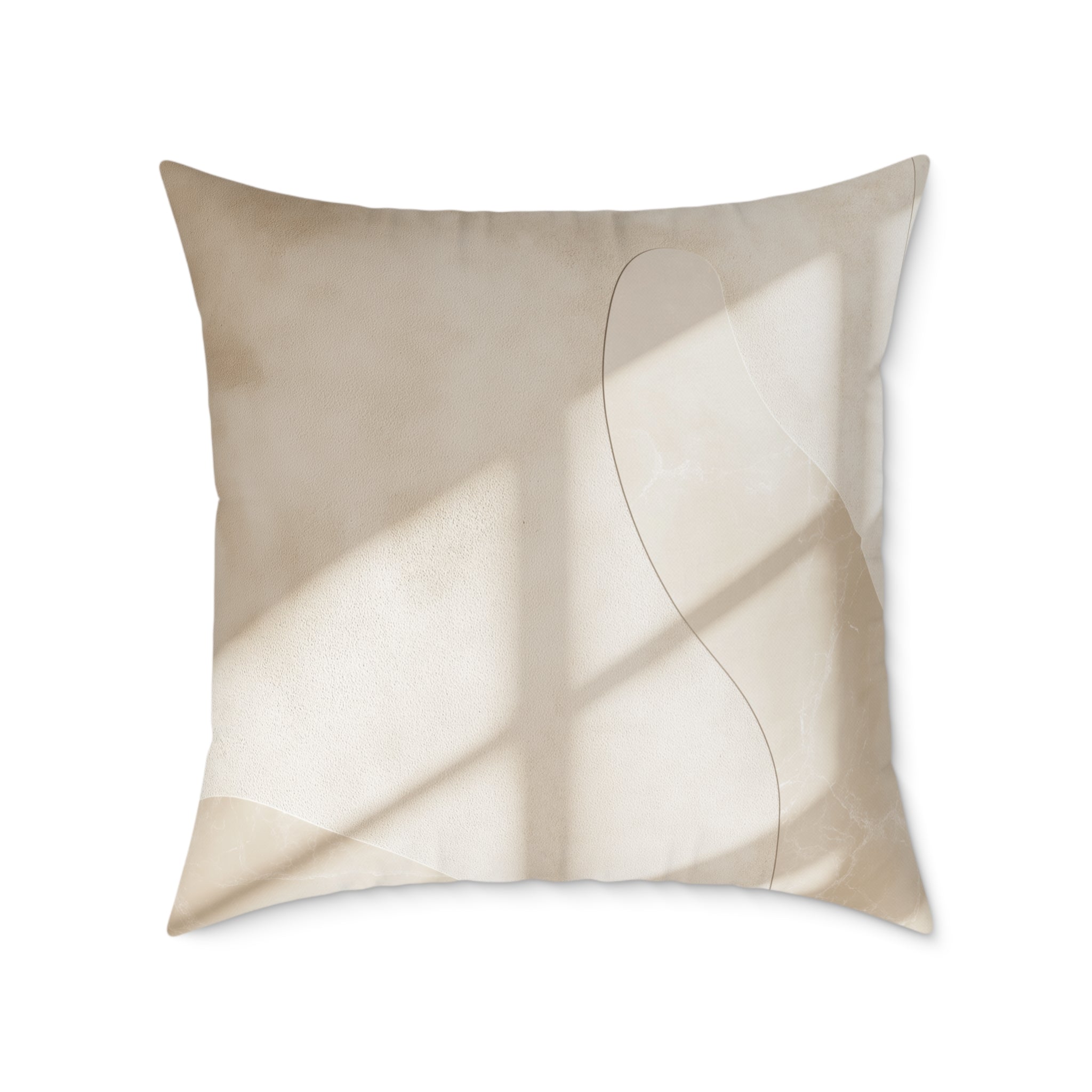 Neutral Abstract Square Poly Canvas Pillow