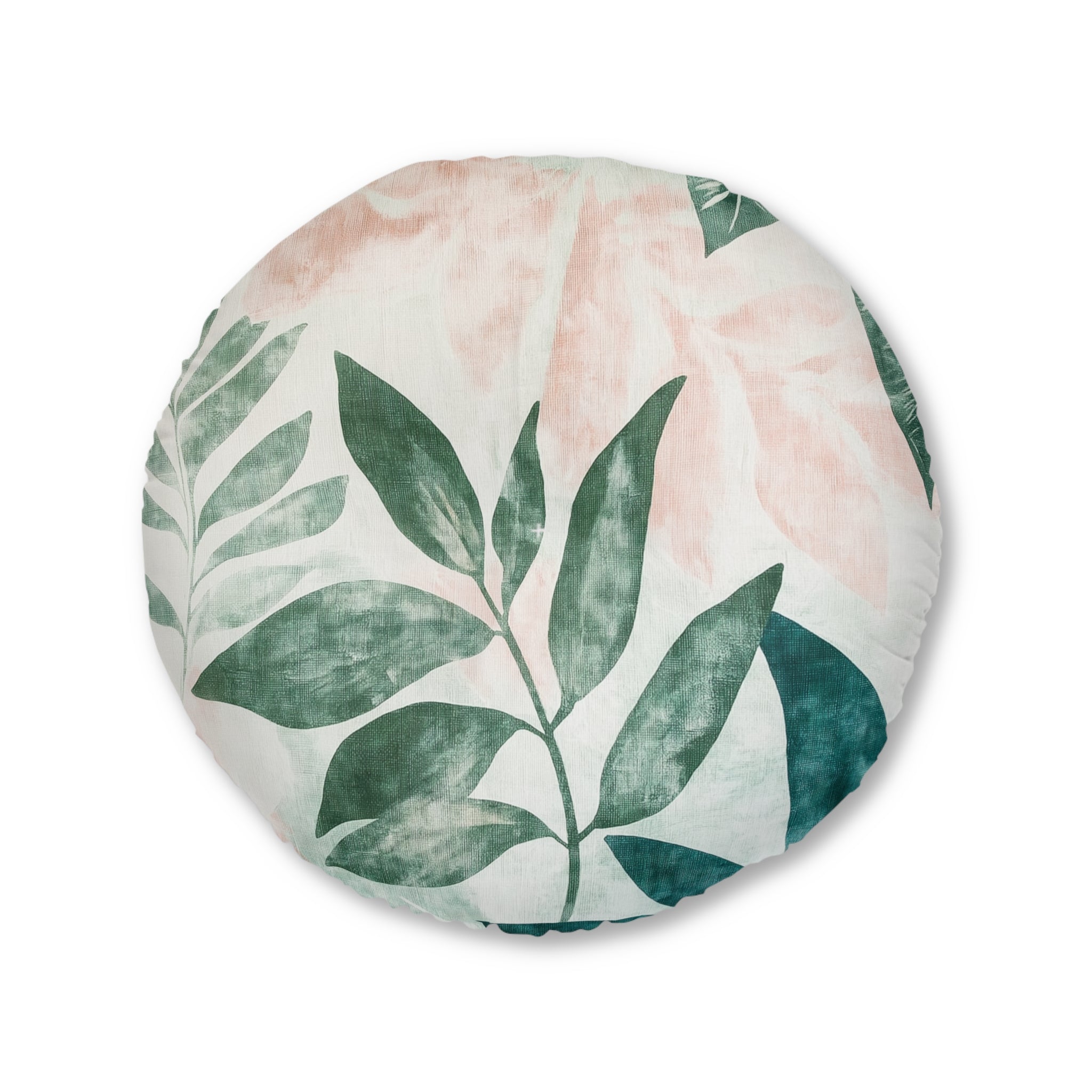 Tropical Leaf Tufted Floor Pillow