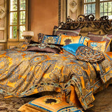 Luxury European Brocade Bedding Set – Jacquard Embroidery, Egyptian Cotton