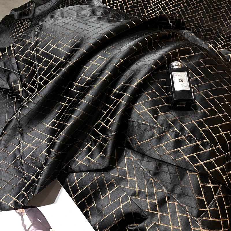 New Luxury Black & Gold Yarn-Dyed Jacquard Bedding Set – Egyptian Cotton, 4 Pieces