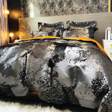 Black & Gold Luxury Jacquard Egyptian Cotton Bedding Set – Satin Finish