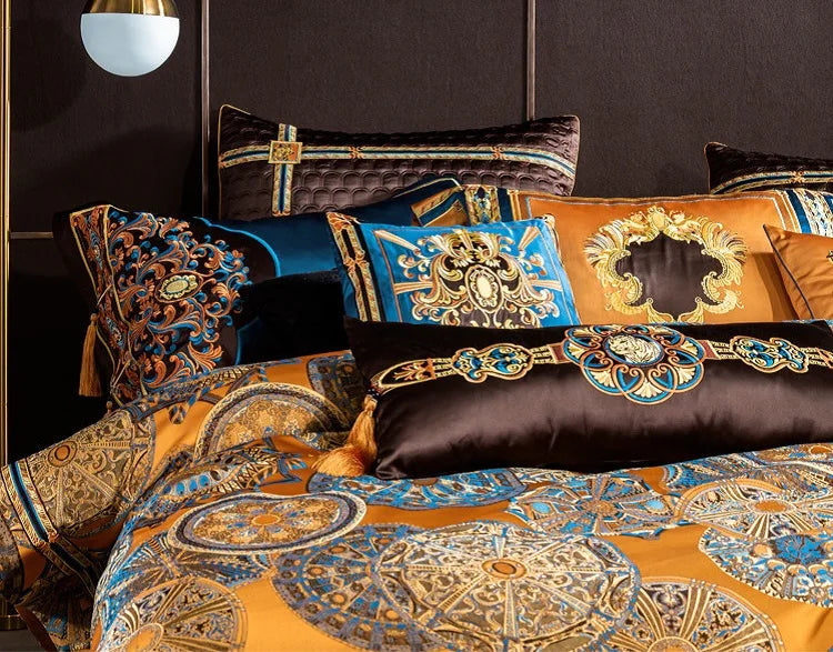 Luxury European Brocade Bedding Set – Jacquard Embroidery, Egyptian Cotton