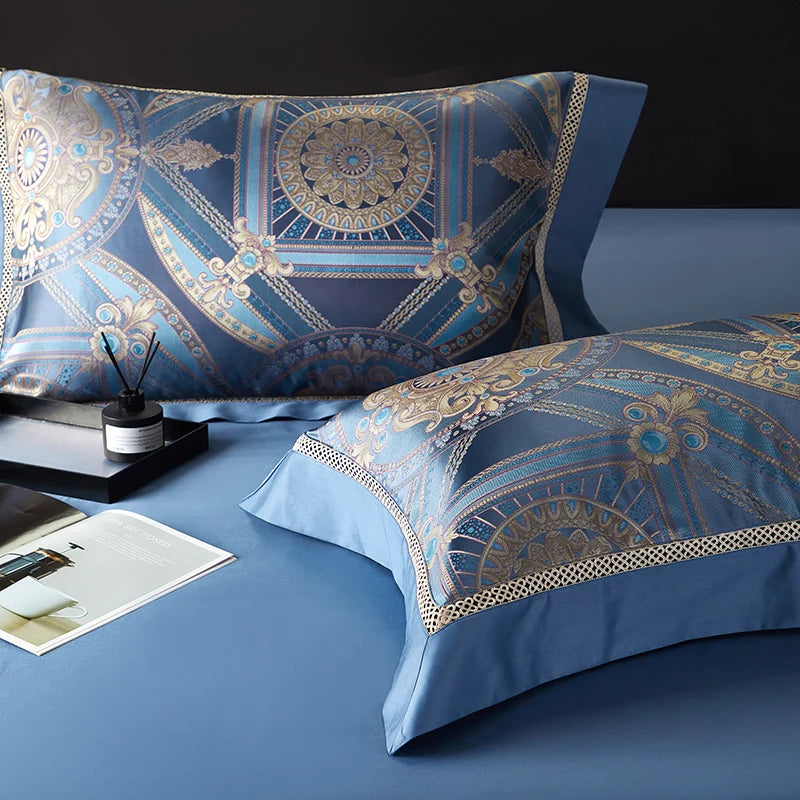 Luxury European Brocade Bedding Set – 1000TC Egyptian Cotton Satin Jacquard, 4/7 Pieces