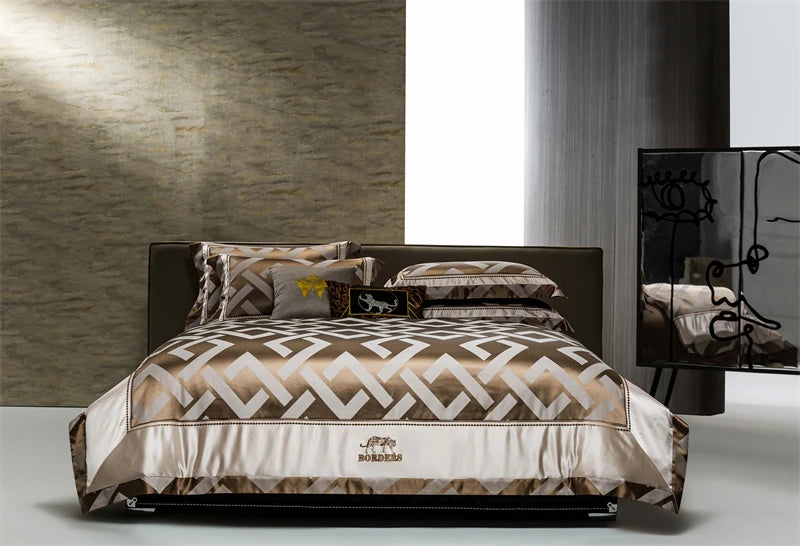 Luxury American Jacquard Brocade Bedding Set – Embroidered Egyptian Cotton