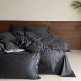 Dark Gray 600TC Egyptian Cotton Jacquard Bedding Set – Luxury Satin Finish