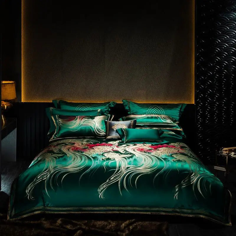 Black & Gold European Vintage Brocade Bedding Set – Embroidered Egyptian Cotton