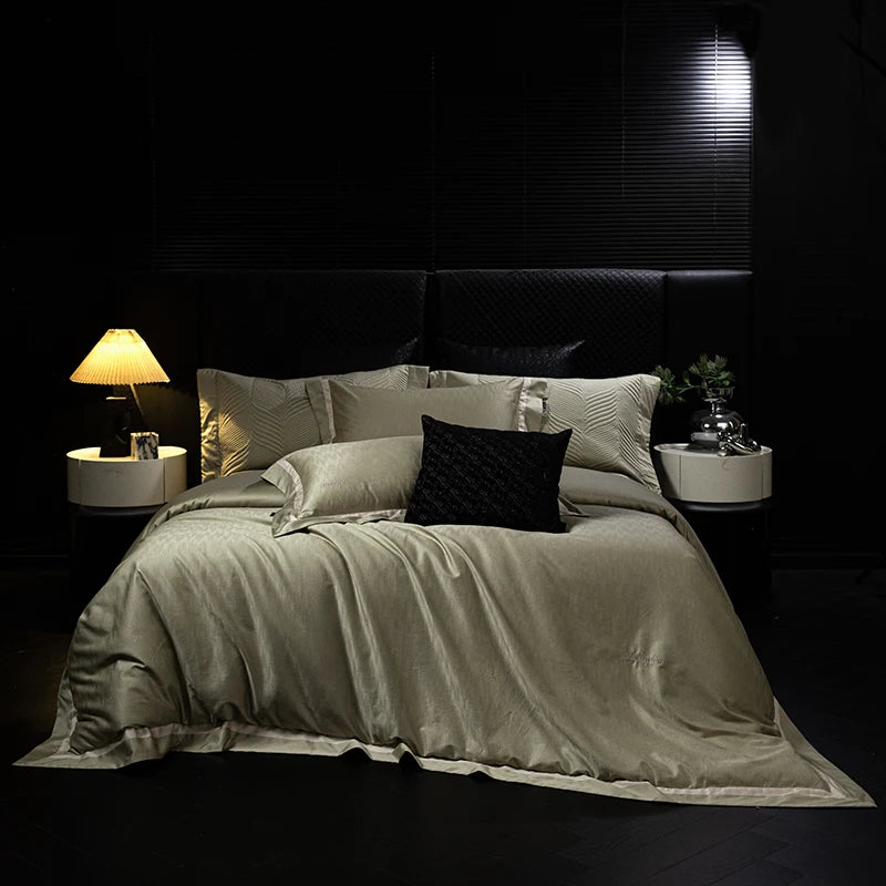 1000TC Egyptian Cotton Jacquard Bedding Set – 4 Pieces, Queen/King Size
