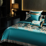 Green & Gold European Vintage Brocade Bedding Set – Embroidered Egyptian Cotton