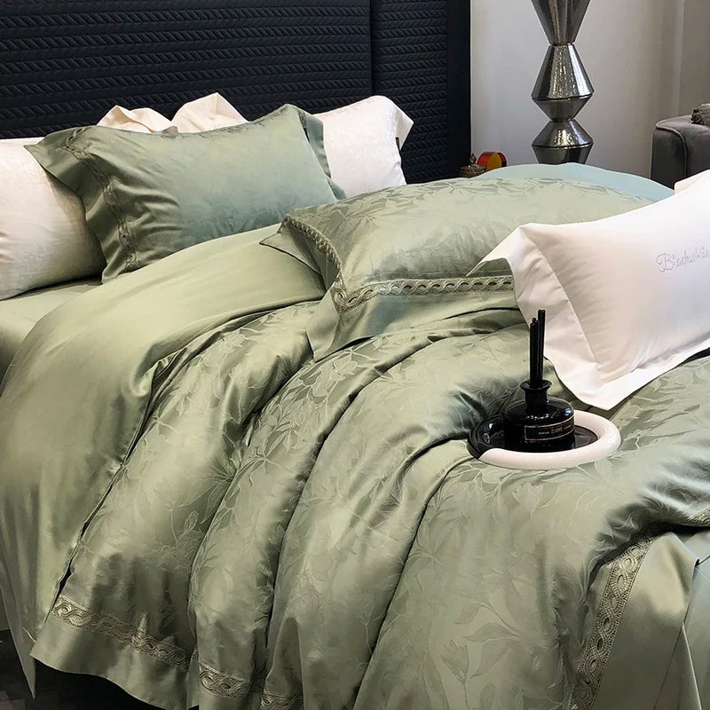4-Piece Luxury Jacquard Bedding Set – 1000TC Lyocell Cotton, Soft & Silky