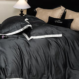 Blue & Black Luxury Jacquard Bedding Set – 1000TC Egyptian Cotton Satin