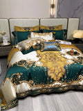Vintage Brocade Bedding Set – High Precision Gold Embroidery, Egyptian Cotton