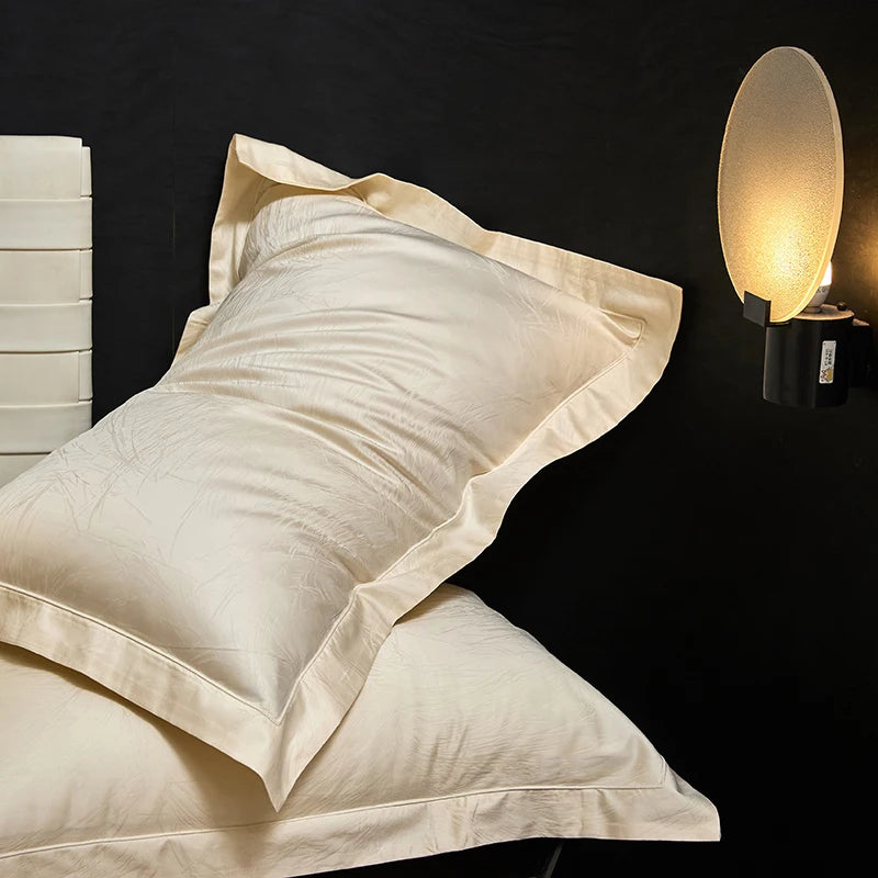 Champagne Luxury Jacquard Egyptian Cotton Bedding Set – 4 Pieces, Queen/King Size