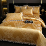 Golden Satin Jacquard Bedding Set